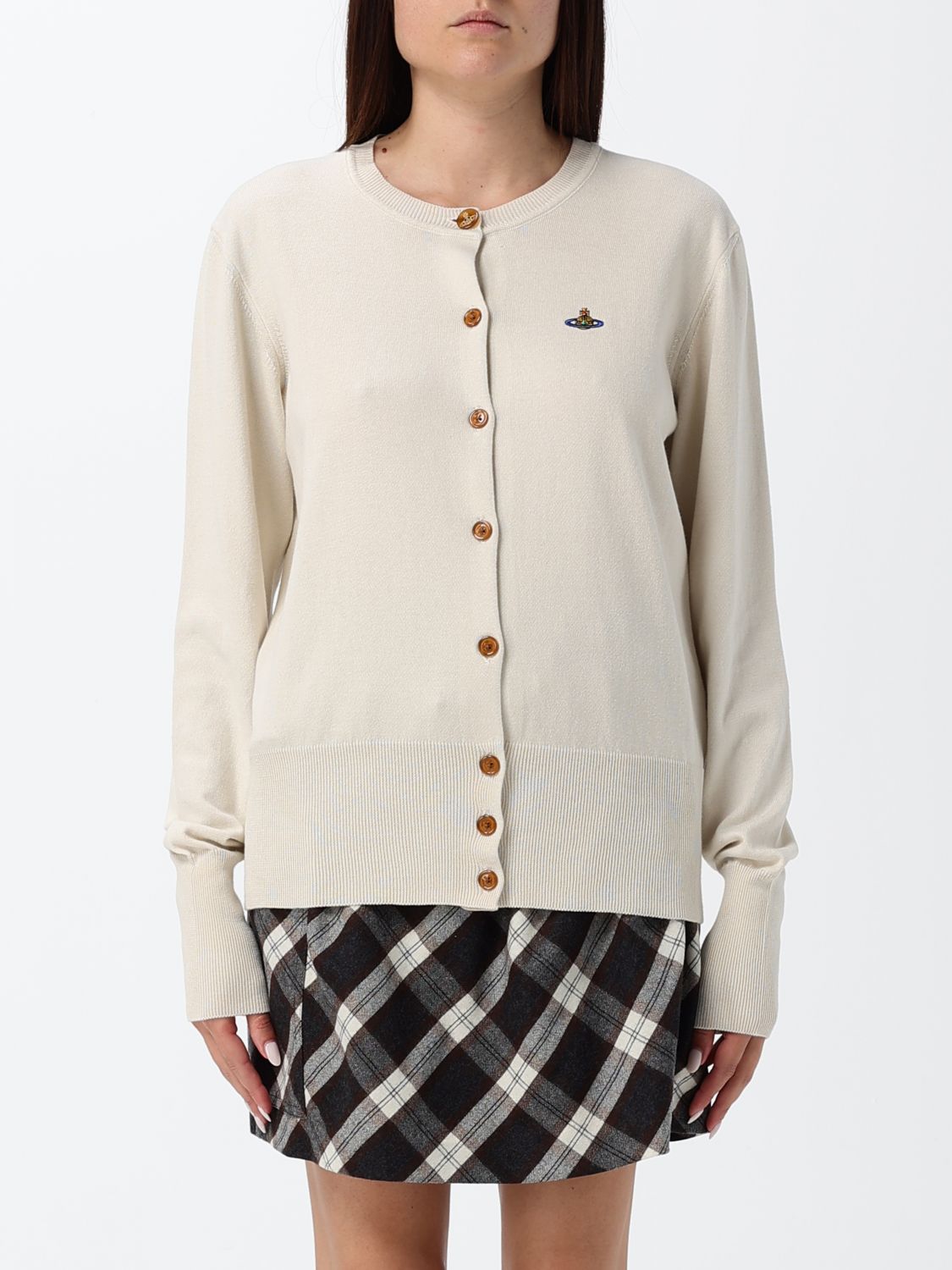 VIVIENNE WESTWOOD Slim Fit Cotton and Cashmere Cardigan with Orb Logo
