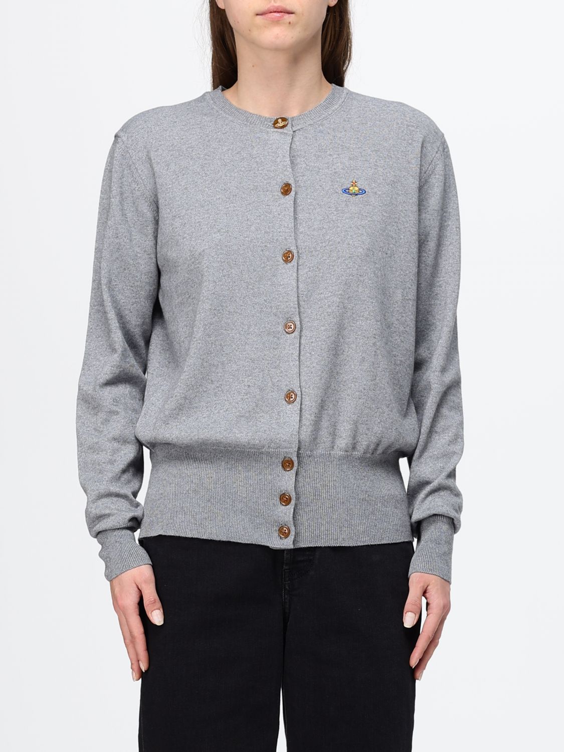 VIVIENNE WESTWOOD Slim Fit Cotton and Cashmere Cardigan with Orb Logo