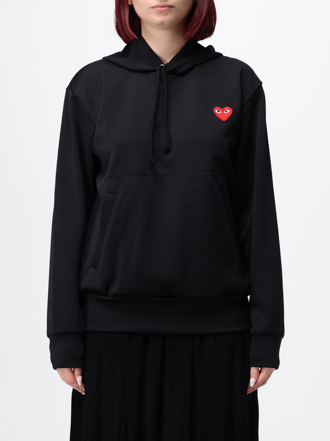 COMME DES GARÇONS Felpa pullover relaxed fit in jersey con cappuccio e logo