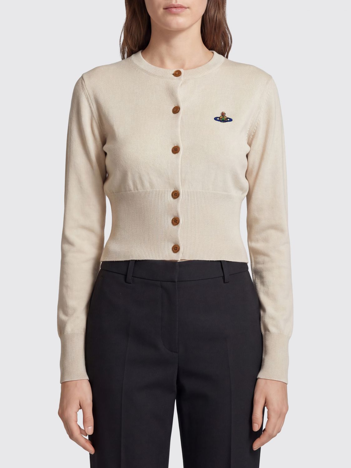 VIVIENNE WESTWOOD Slim Fit Cotton and Cashmere Cardigan with Orb Logo