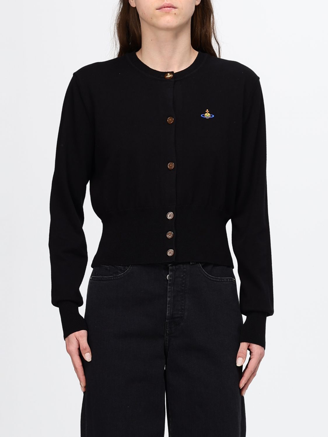 VIVIENNE WESTWOOD Slim Fit Cotton and Cashmere Cardigan with Orb Logo