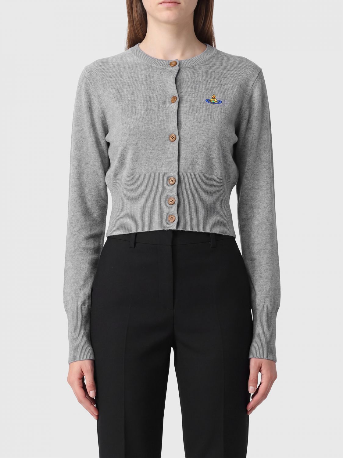 Vivienne Westwood Slim Fit Cotton and Cashmere Cardigan with Orb Logo