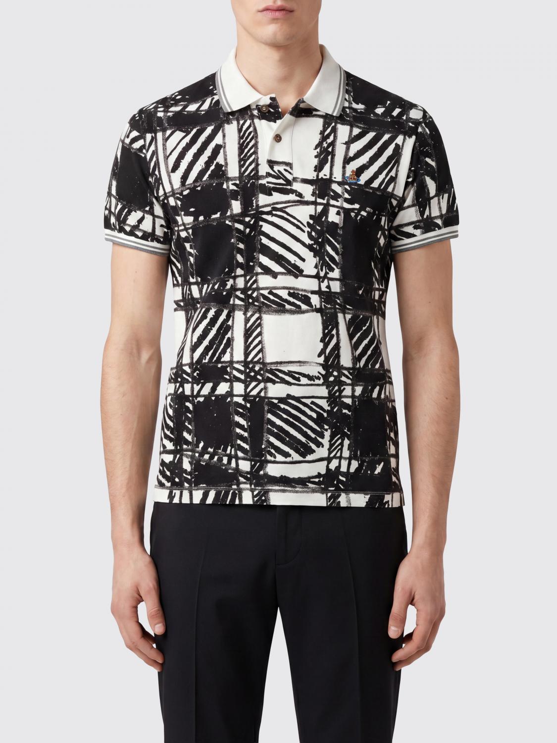 VIVIENNE WESTWOOD Polo slim fit in cotone con logo Orb e stampa astratta