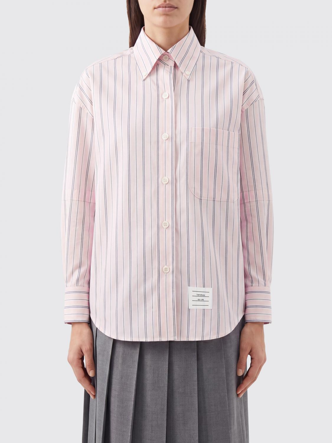 THOM BROWNE Camicia in cotone a righe con collo button-down
