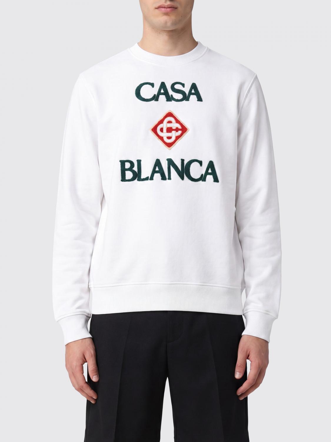 CASABLANCA Felpa girocollo in cotone organico con logo a contrasto sul davanti