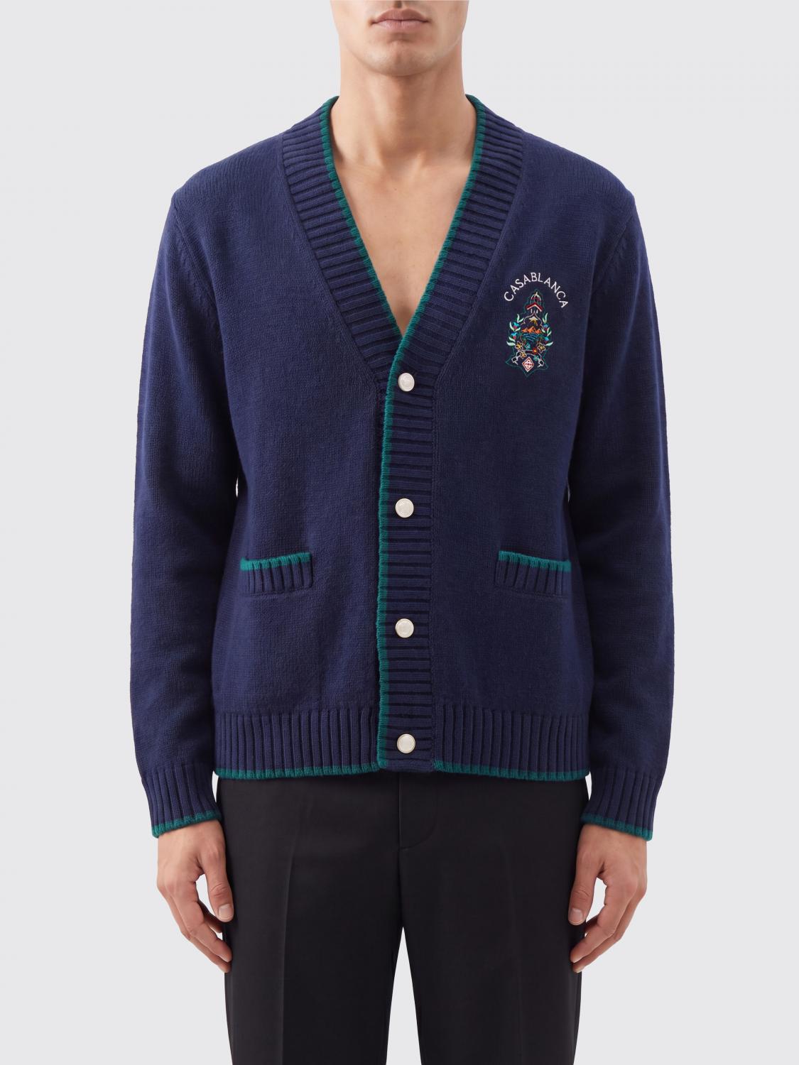 CASABLANCA Cardigan in lana e cashmere con logo jacquard e scollo a V
