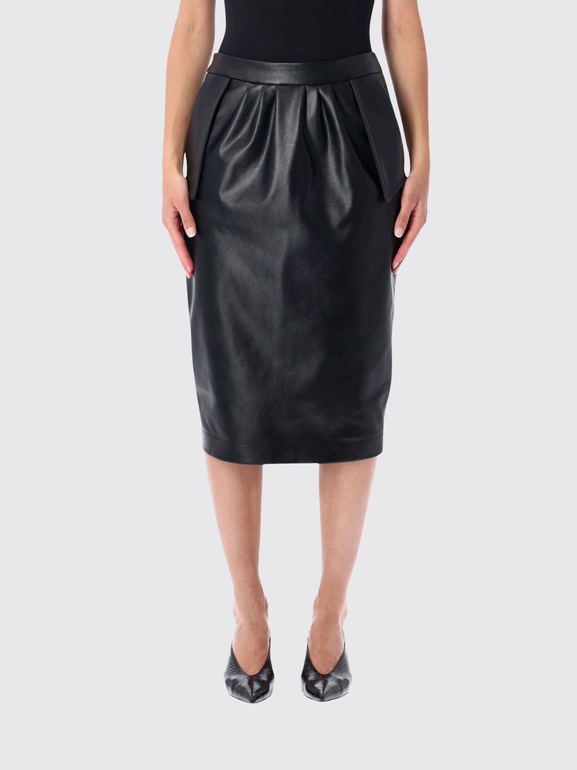 STELLA MCCARTNEY High-Waisted Midi Pencil Skirt in Smooth Synthetic Leather