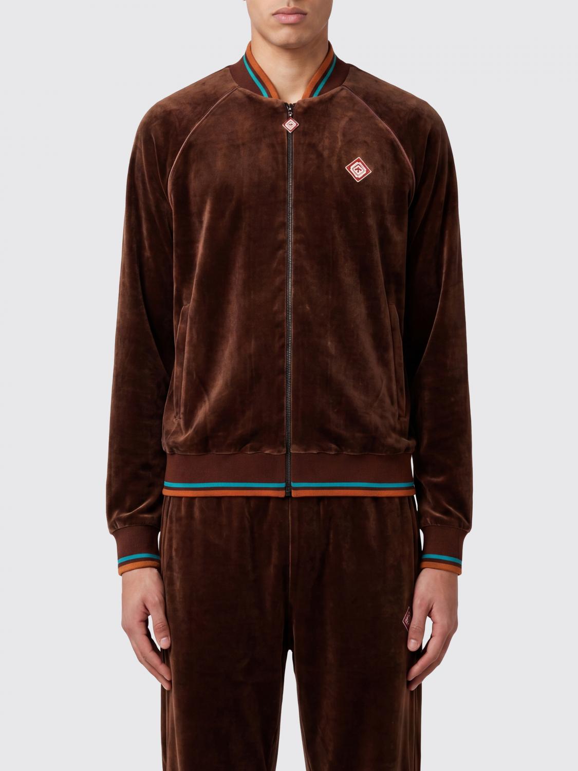 CASABLANCA Felpa bomber in velluto con zip e logo a contrasto