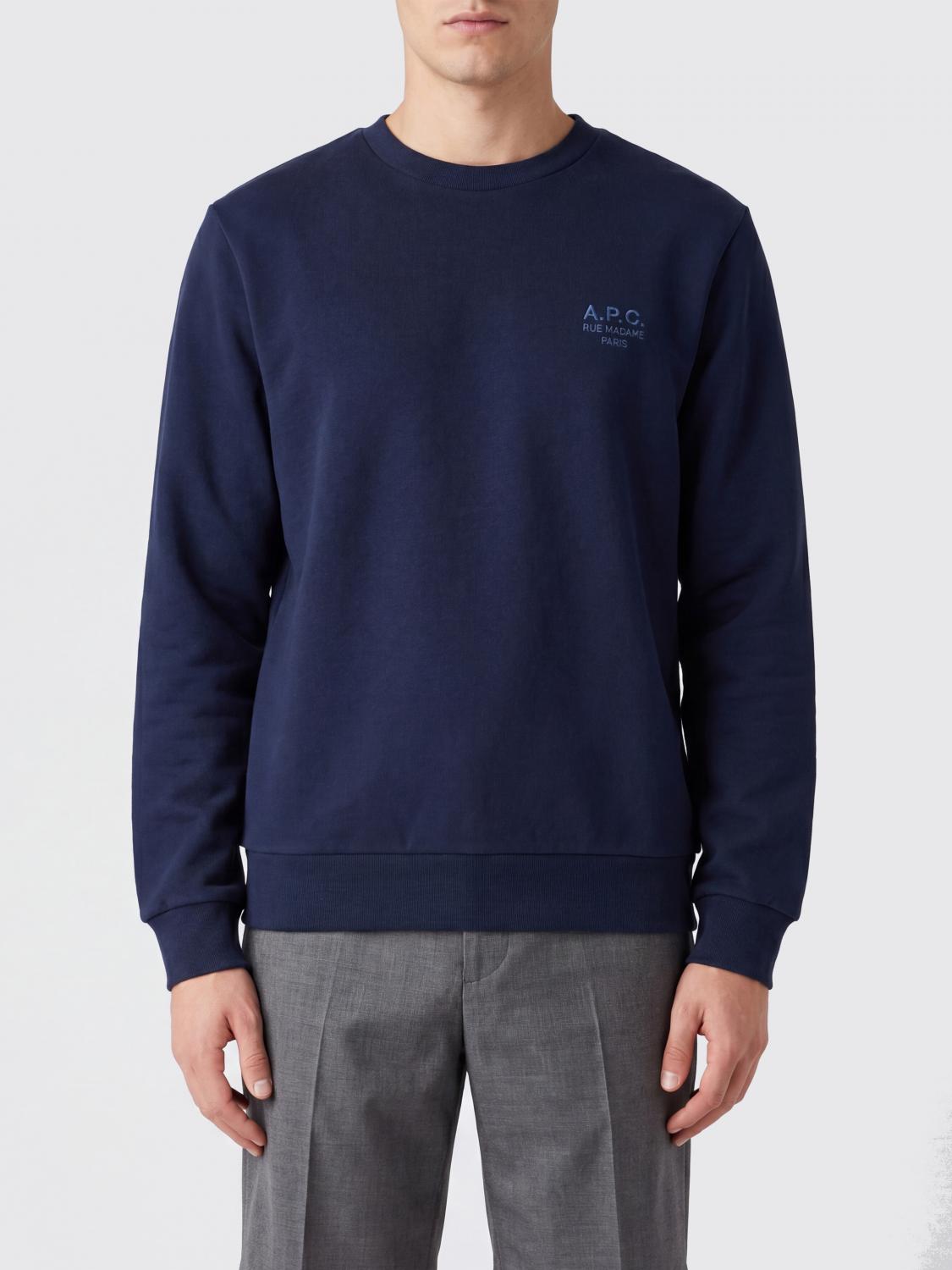 A. P.C. Felpa girocollo in cotone con logo tono su tono