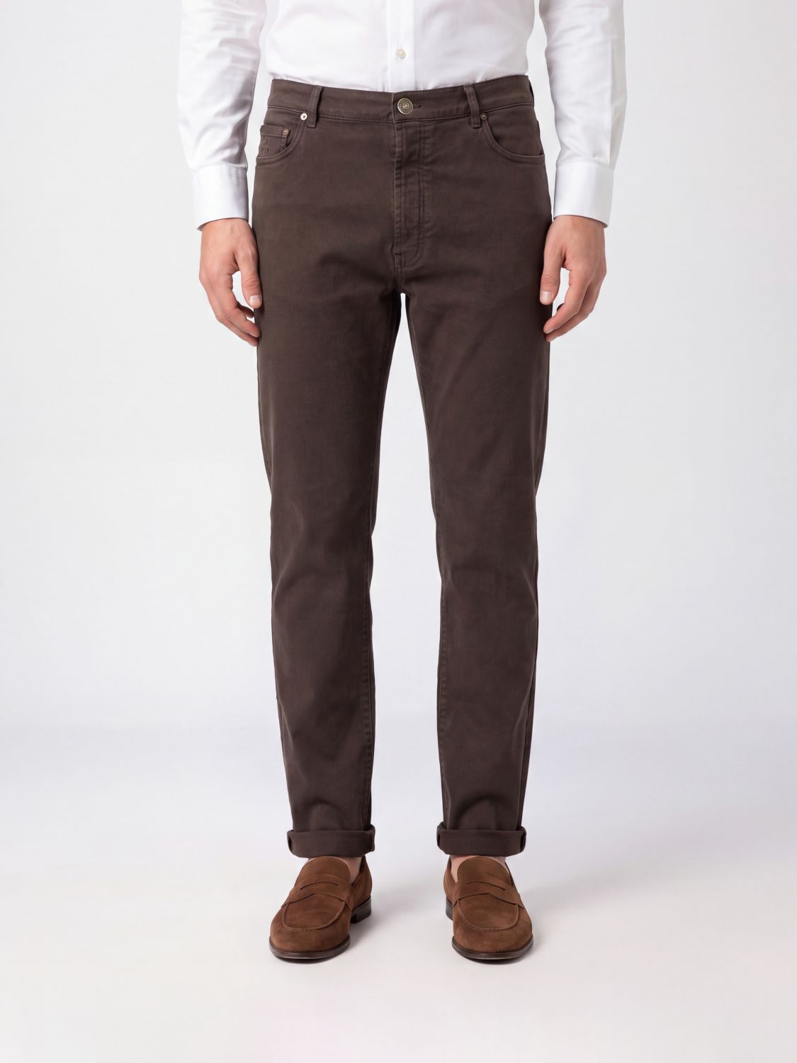 BRUNELLO CUCINELLI Straight Fit Five-Pocket Jeans in Cotton Denim