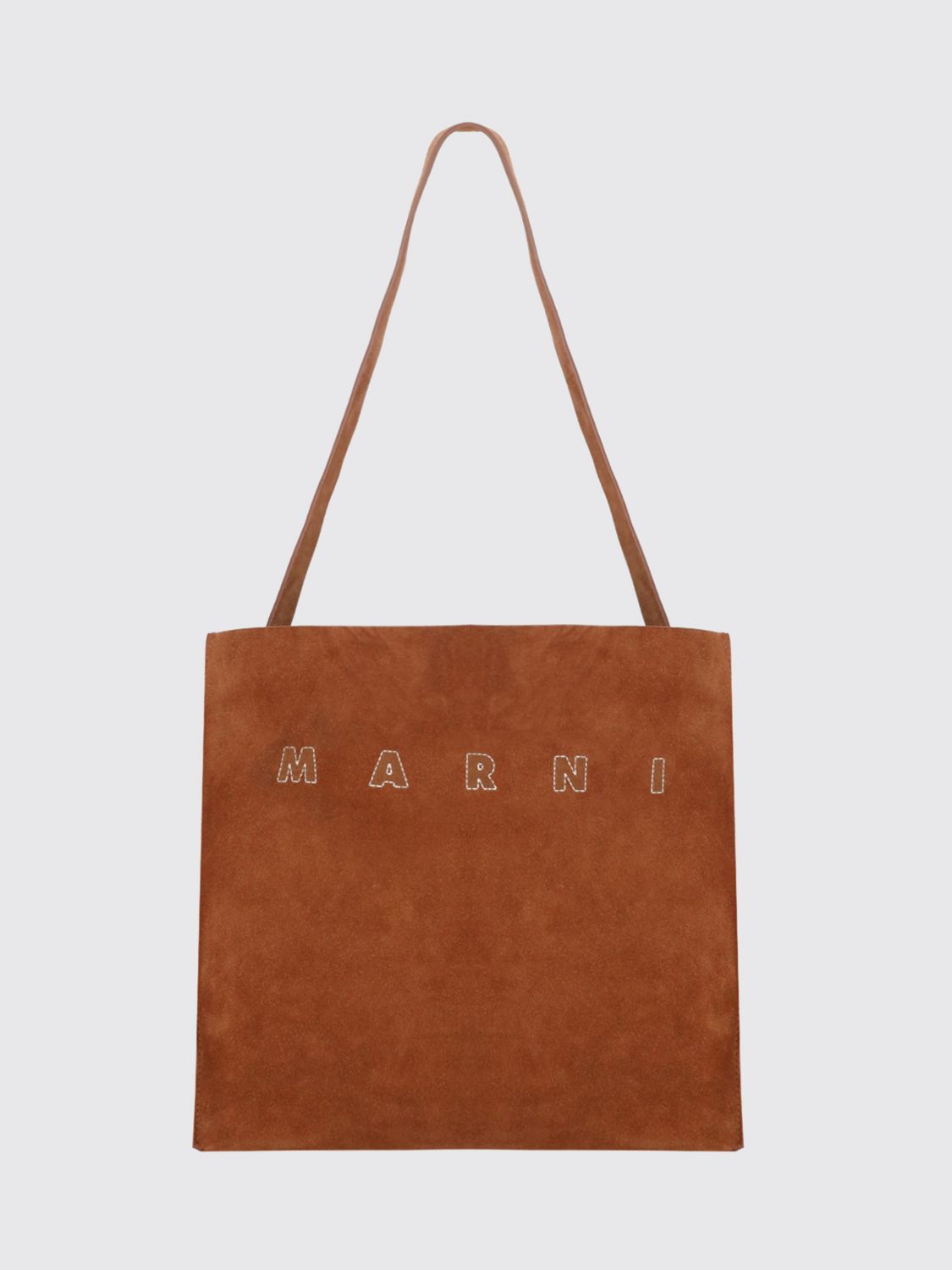 MARNI Museo Calfskin and Suede Tote Bag with Top Handle