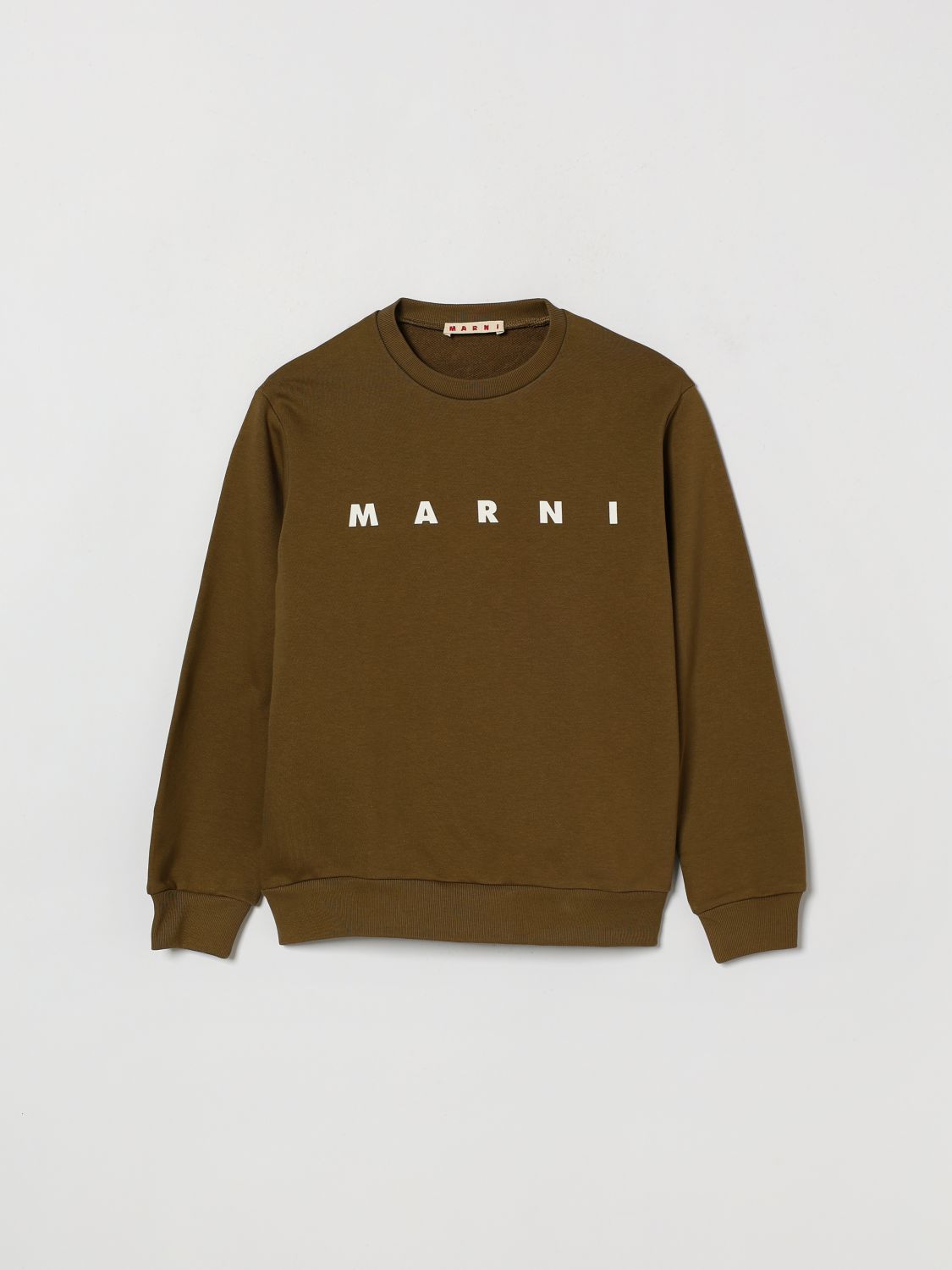 MARNI Felpa girocollo da bambino in cotone con logo a contrasto