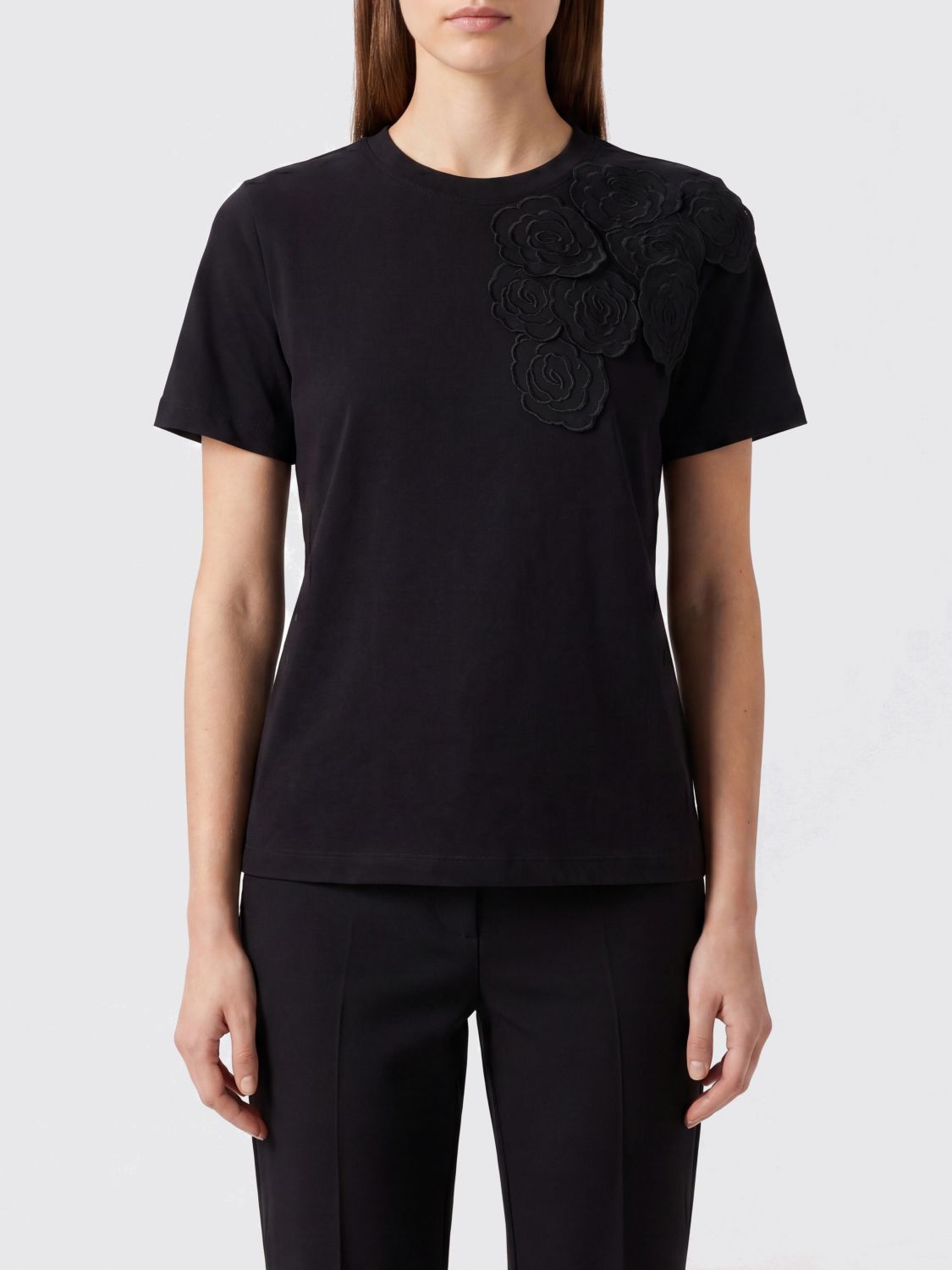 LIVIANA CONTI T-shirt girocollo in cotone con vestibilità slim fit