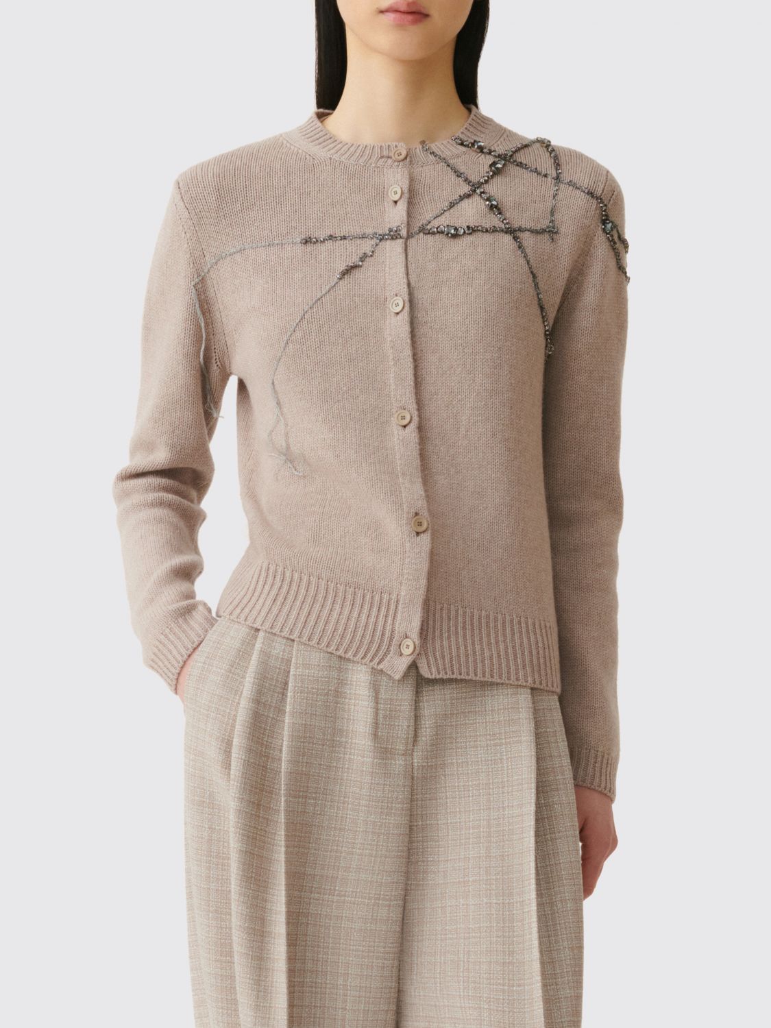 FABIANA FILIPPI Cardigan aus Kaschmir und Seide mit Kristallstickerei
