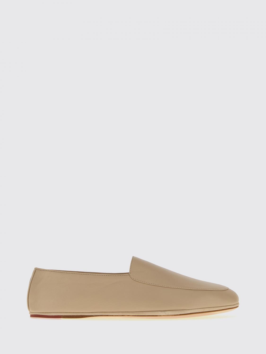 LORO PIANA Smooth Lambskin Flat Loafers with Metallic Logo