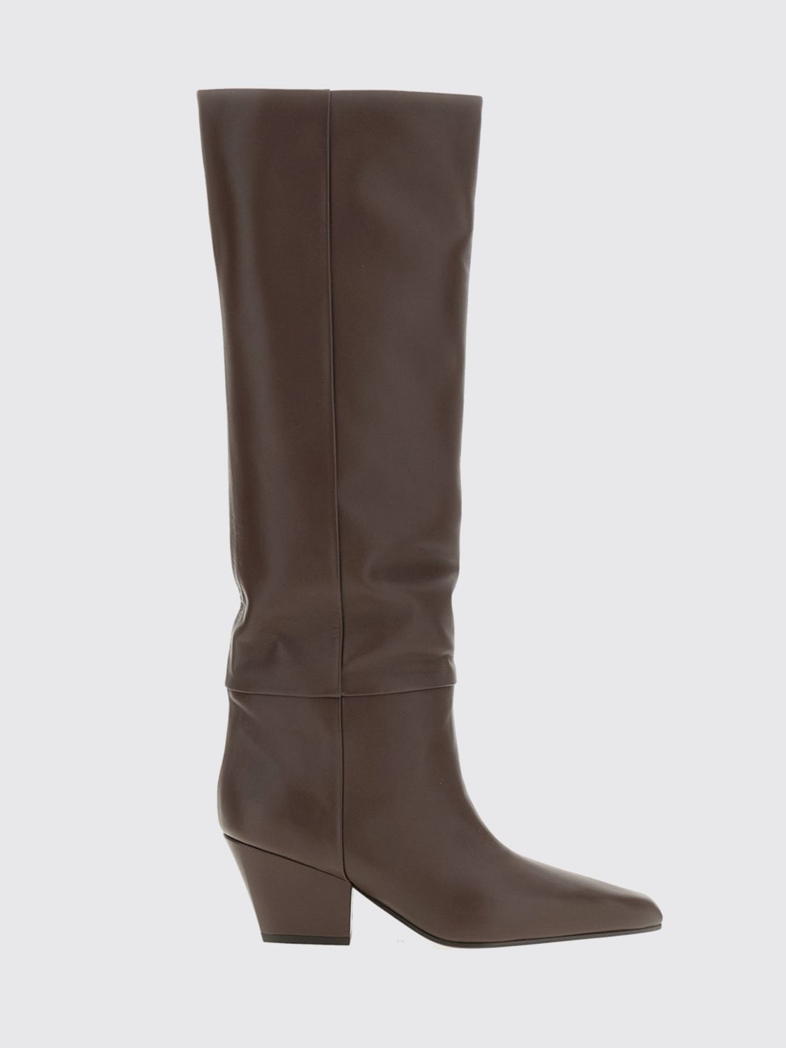 PARIS TEXAS Jane Calf Leather Western Ankle Boots with Chunky Heel