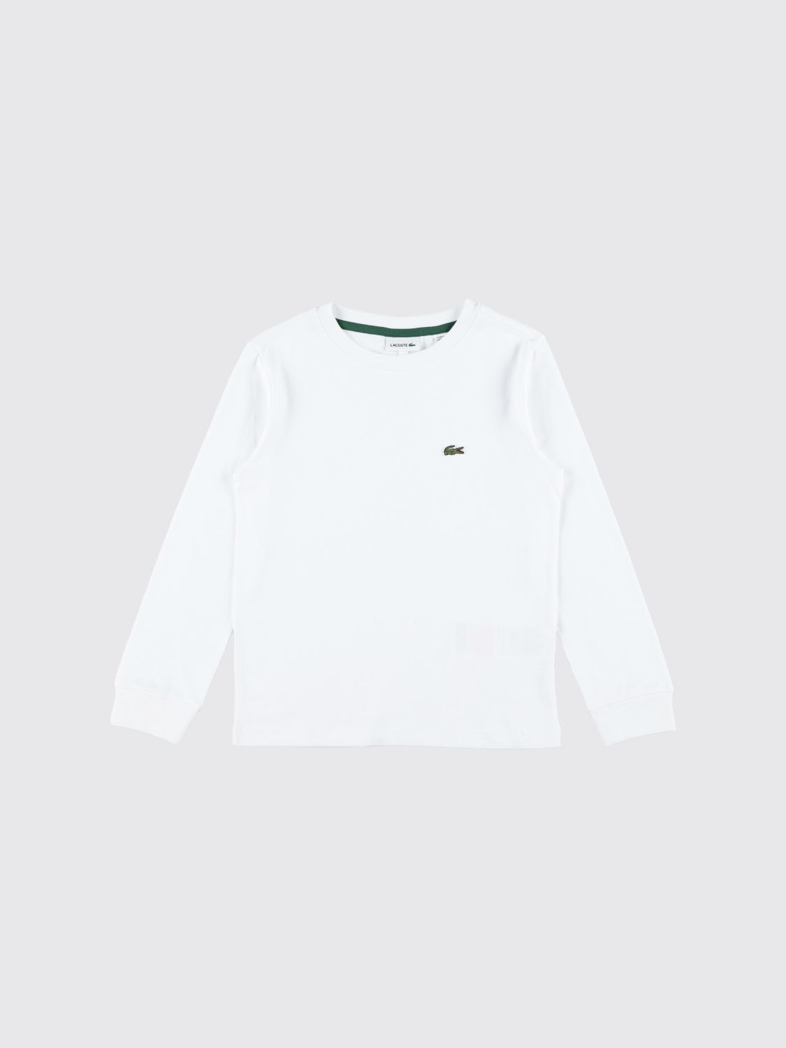 LACOSTE T-shirt a maniche lunghe da bambino in cotone con patch logo