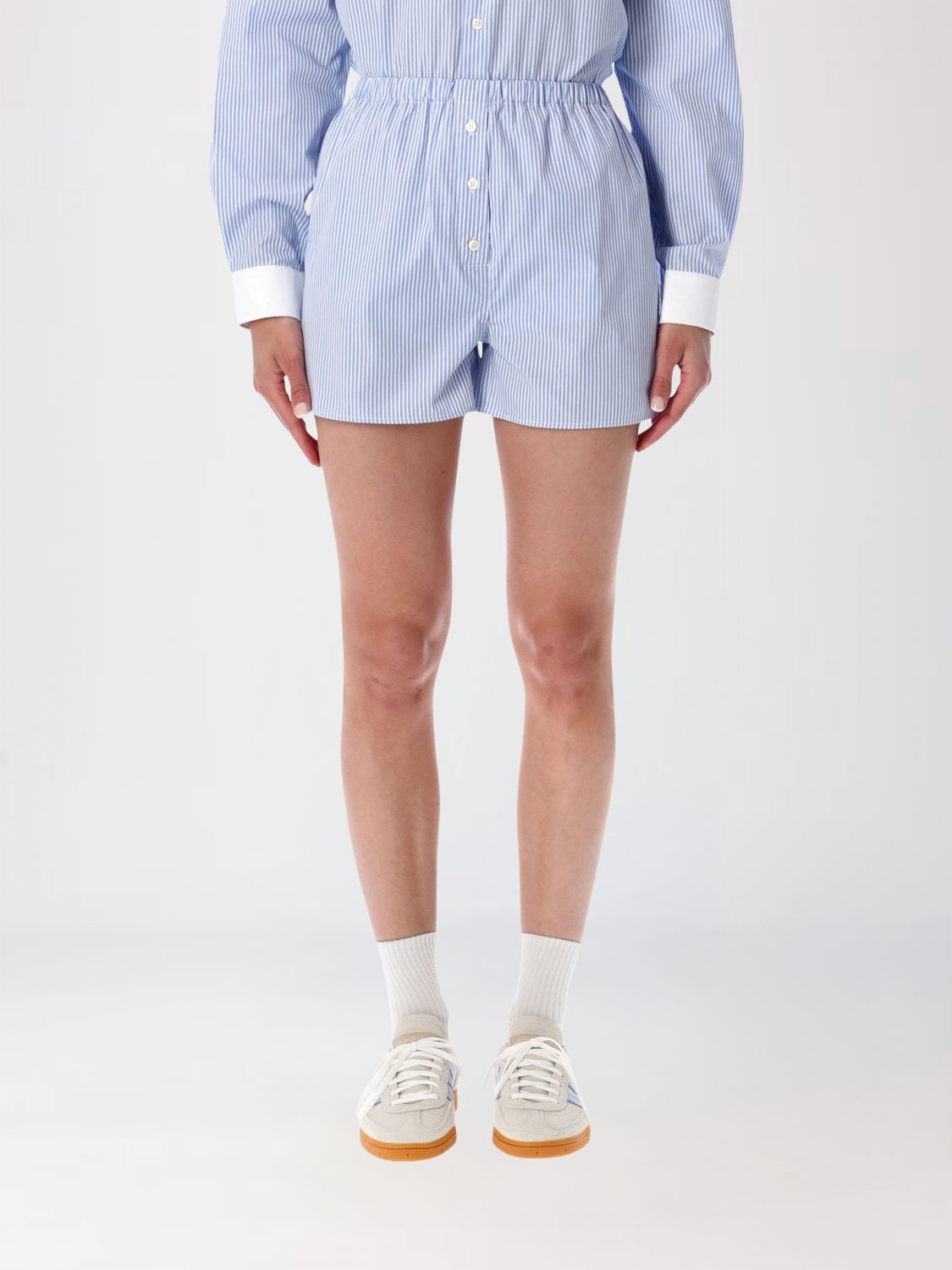 SPORTY & RICH Striped Cotton Boxer Shorts with Elasticated Waist