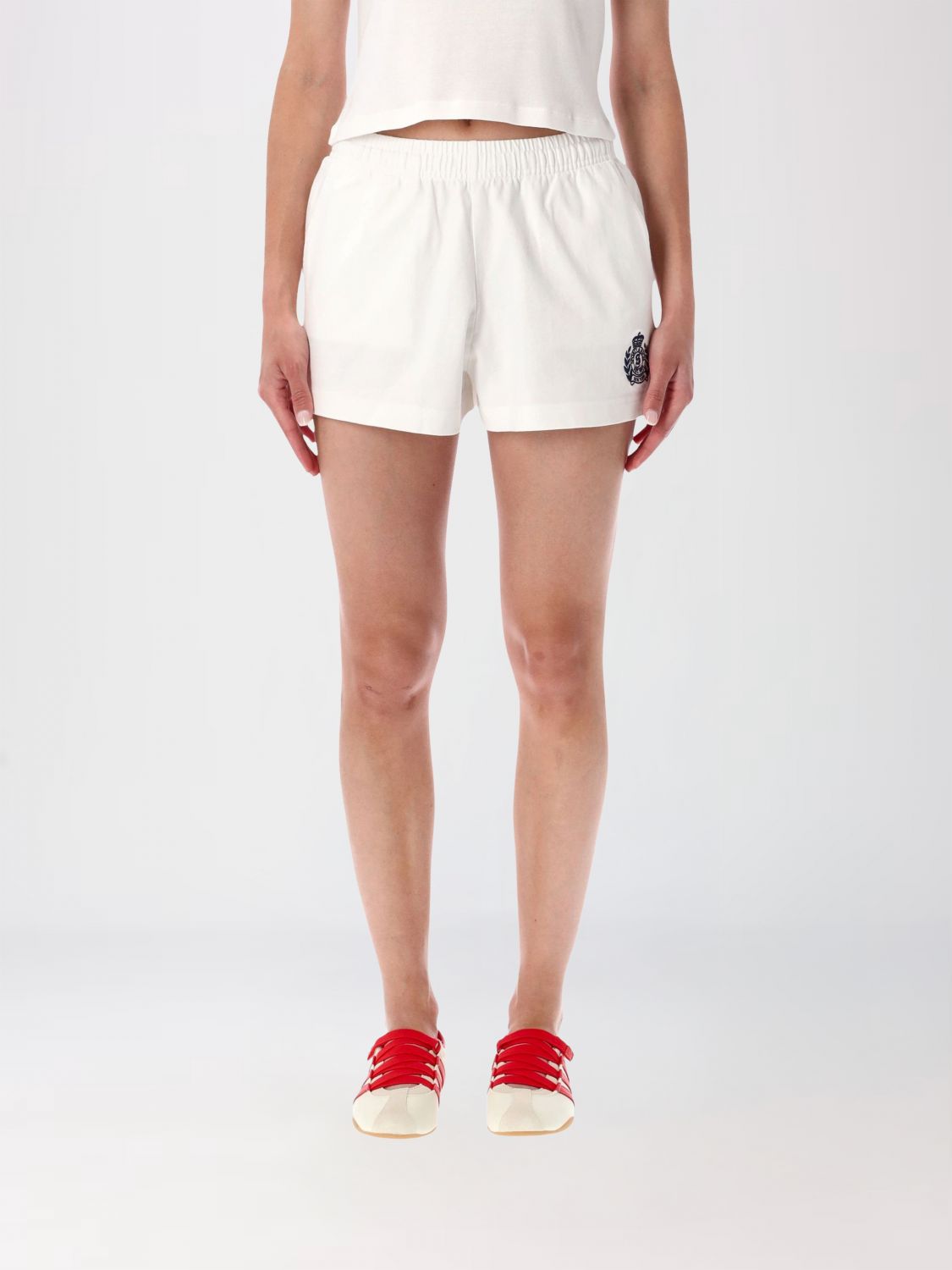 SPORTY & RICH Cotton Jogging Shorts with Embroidered Logo Crest