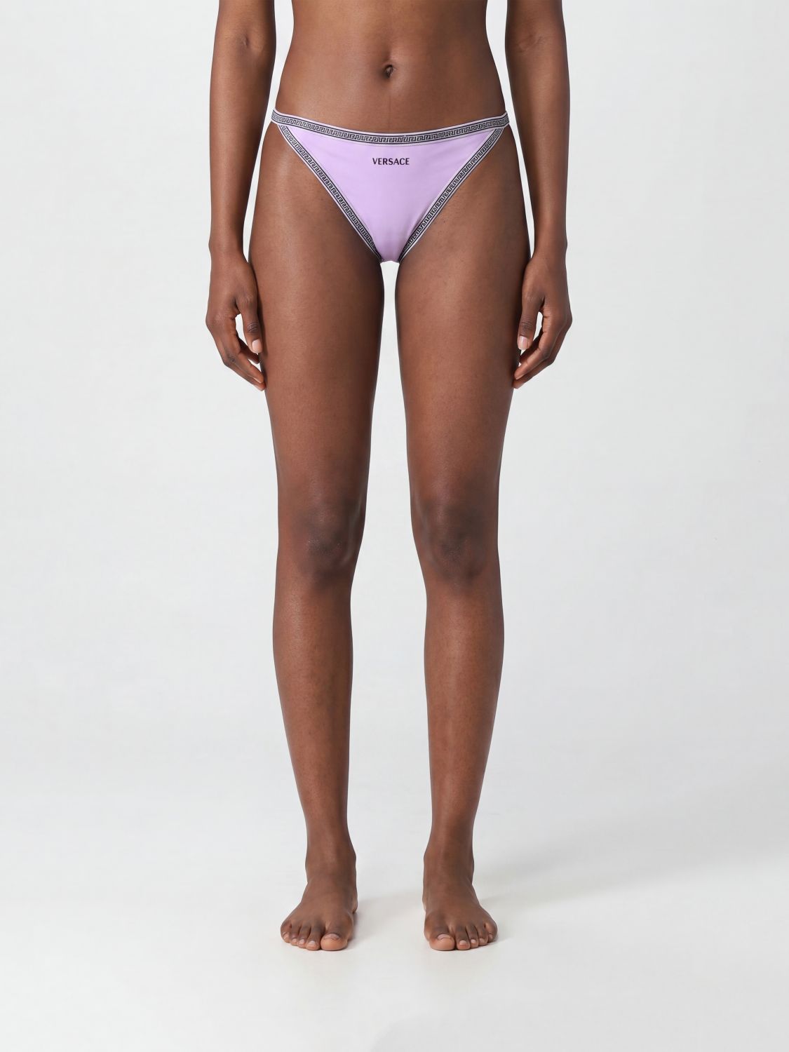 VERSACE Low-Rise Bikini Bottoms with Iconic Greca Print