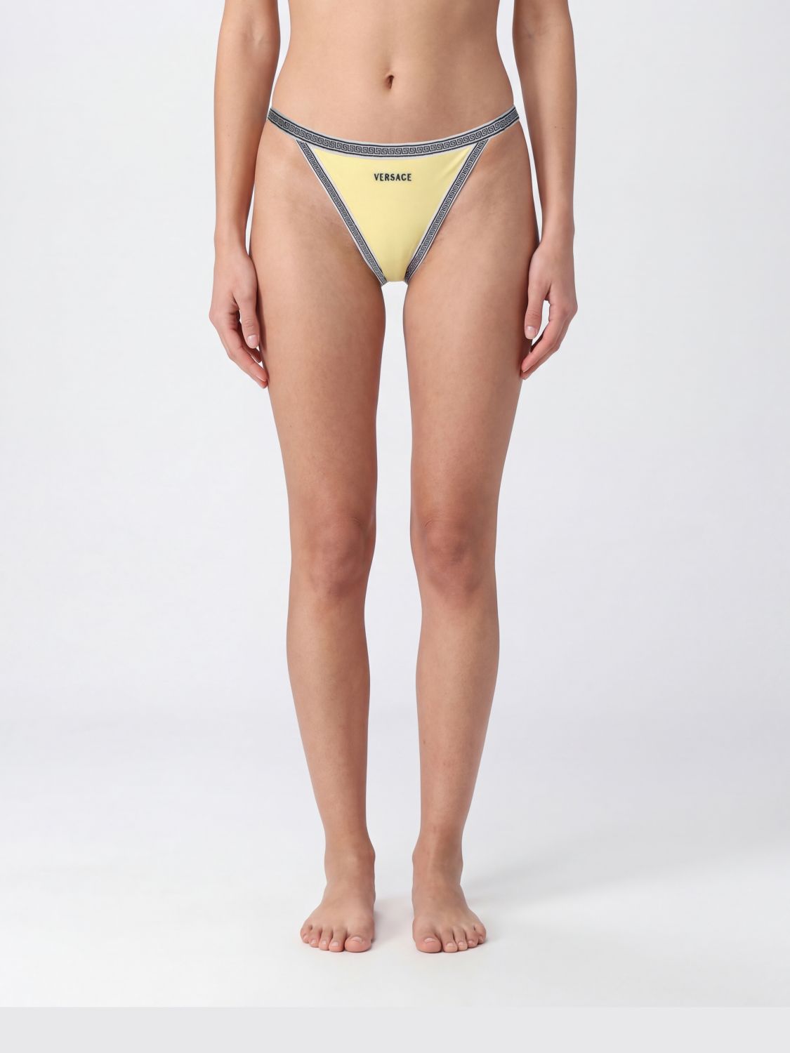 VERSACE Low-Rise Bikini Bottoms with Iconic Greca Print