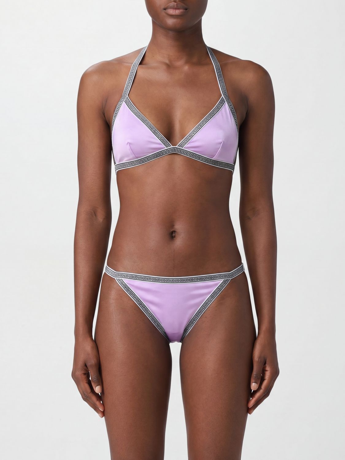 VERSACE Triangle Bikini Top with Iconic Greca Print
