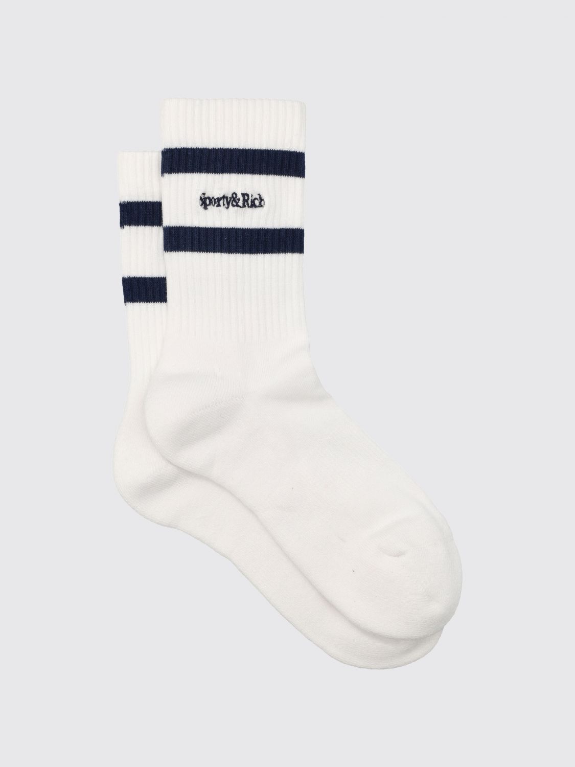 SPORTY & RICH Kid's Striped Ribbed Socks with Embroidered Logo