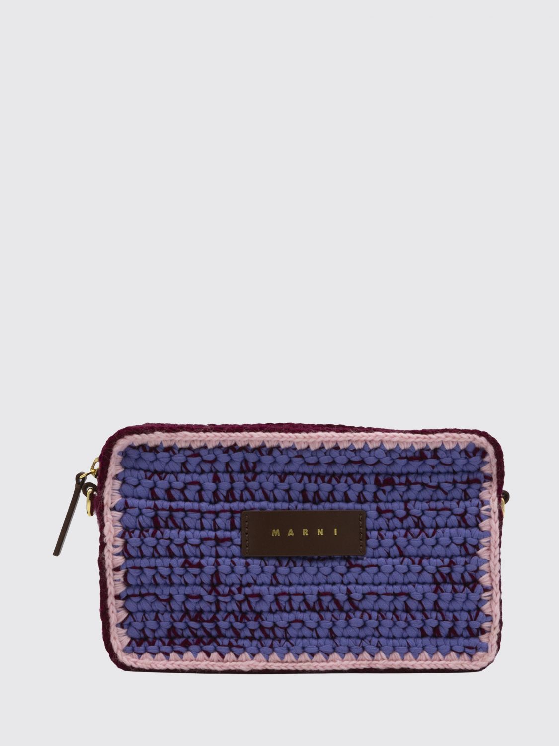 MARNI Borsa a spalla piccola in lana crochet con tracolla regolabile