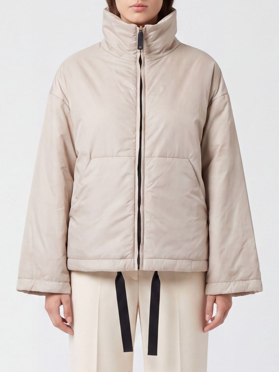 MAX MARA THE CUBE Piumino corto in tessuto tecnico con collo alto e fondo con coulisse