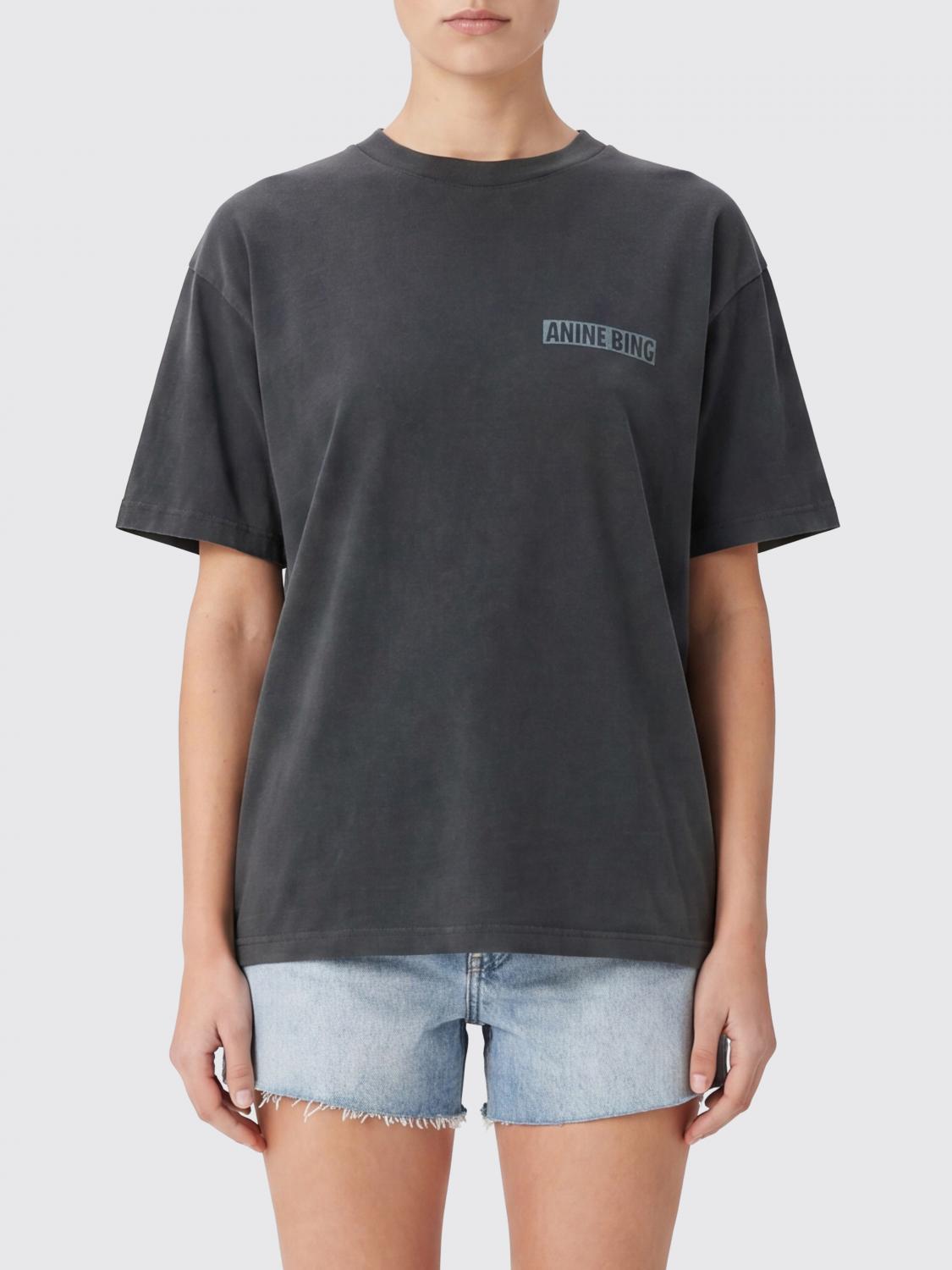 ANINE BING T-shirt in cotone con stampa grafica e spalle cadute