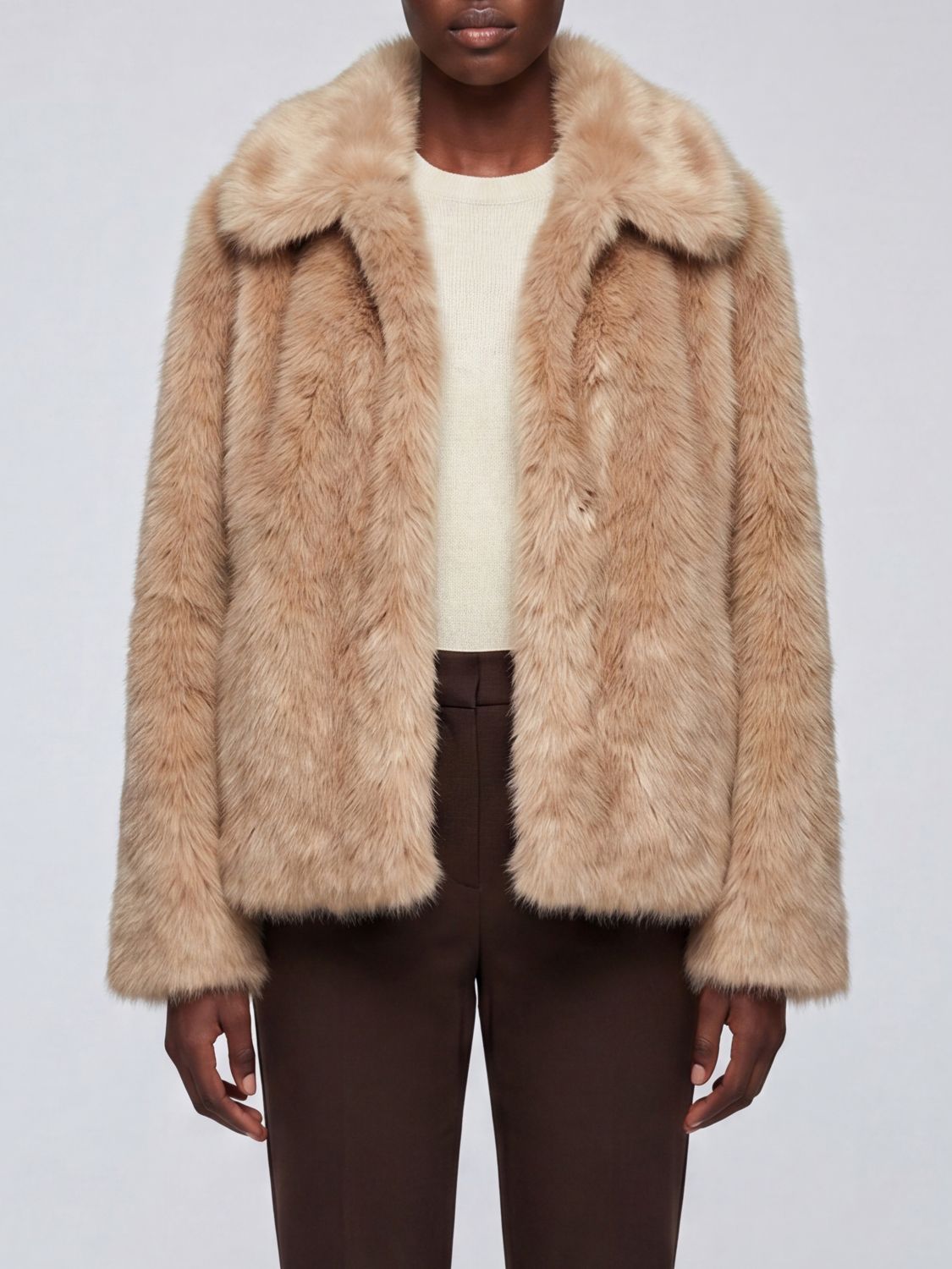 'S Max Mara Alce Faux Fur Coat with Classic Collar