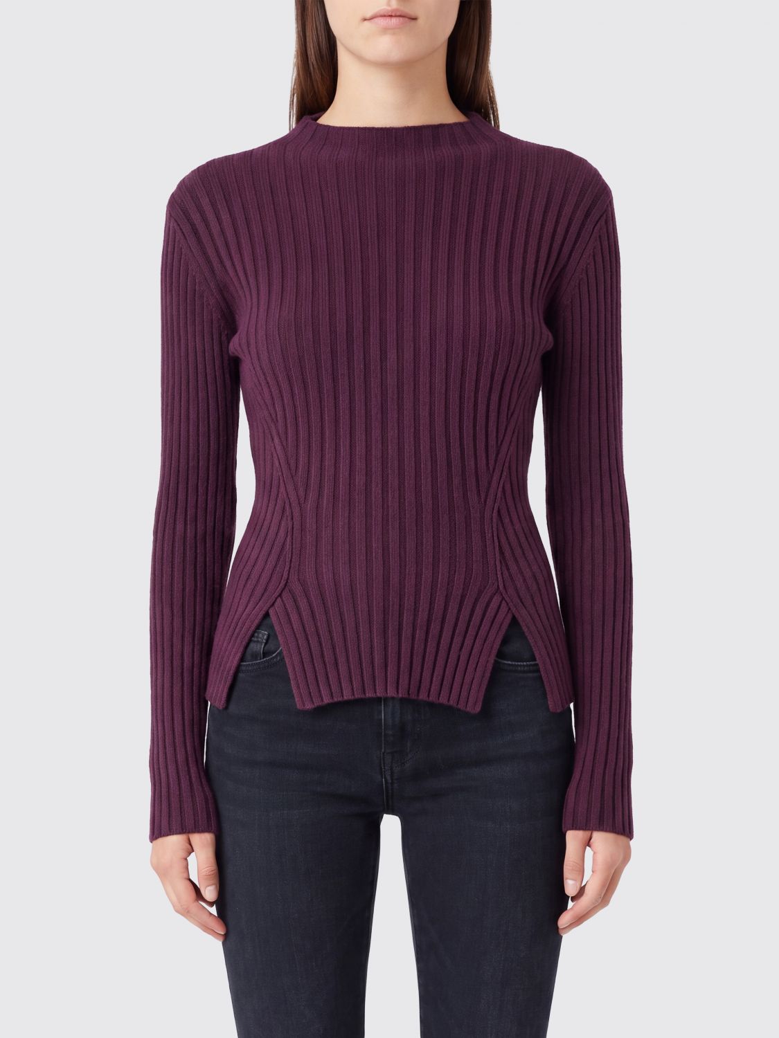 VICTORIA VICTORIA BECKHAM Gerippter Pullover aus Kaschmirmischung mit vorderem Schlitz