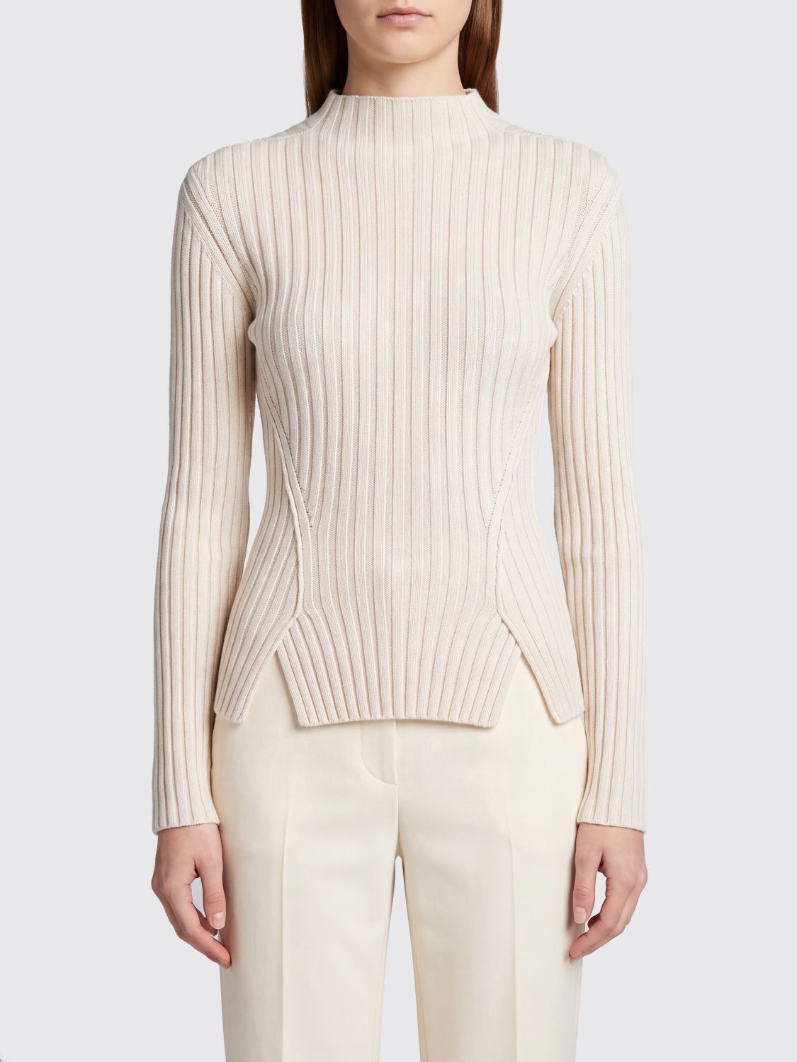 Victoria Victoria Beckham Ribbed Cashmere-Blend Sweater with a Front Slit