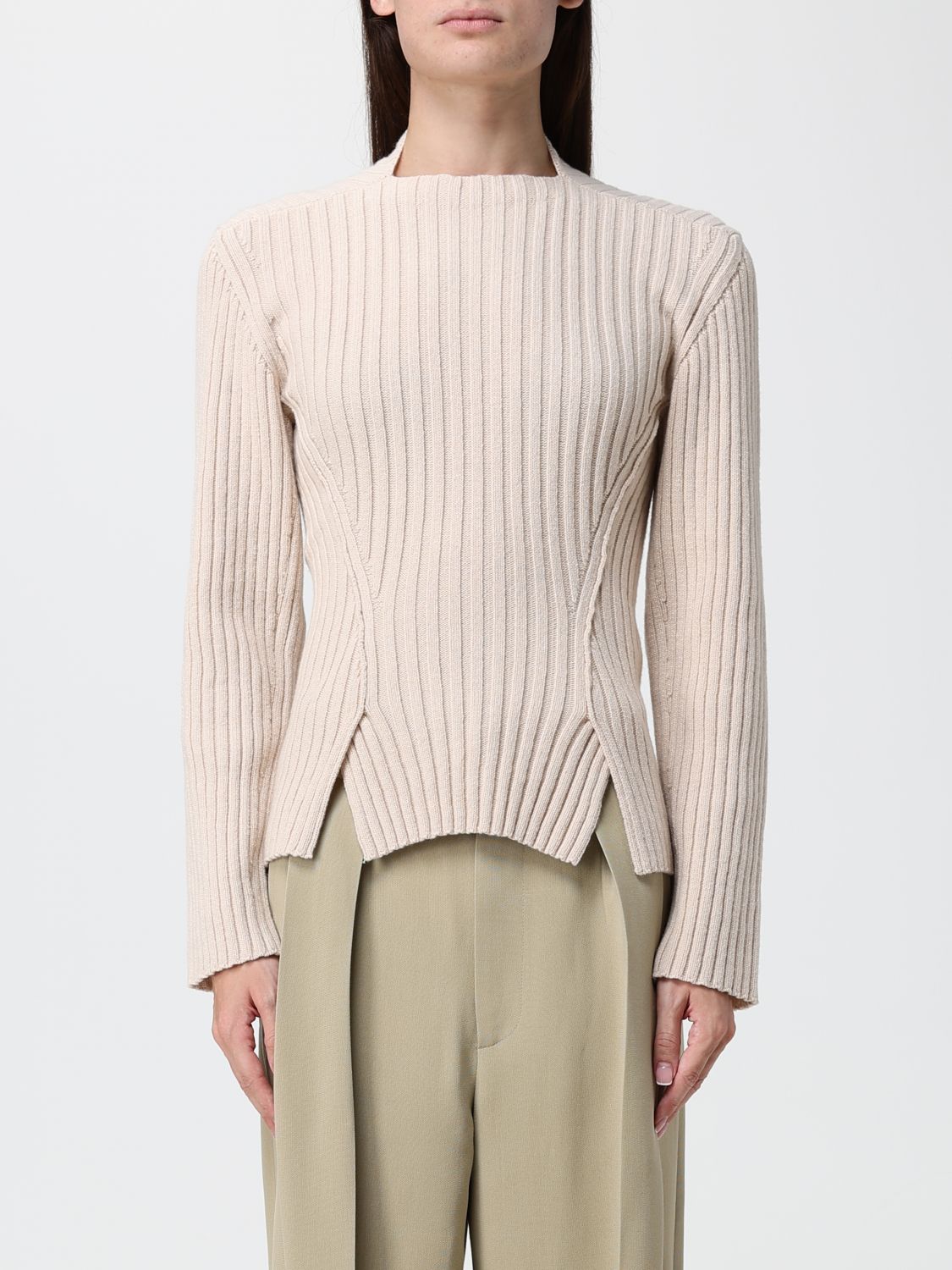 VICTORIA VICTORIA BECKHAM Gerippter Pullover aus Kaschmirmischung mit vorderem Schlitz
