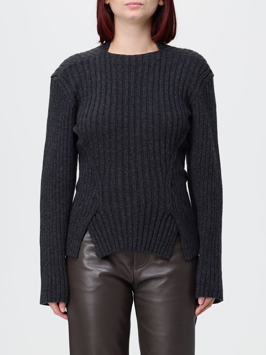VICTORIA VICTORIA BECKHAM Ribbed Cashmere-Blend Sweater with a Front Slit