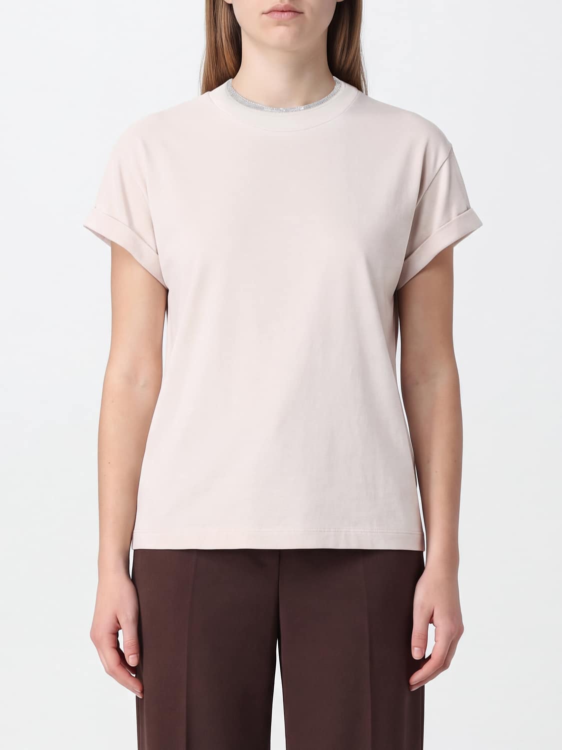 BRUNELLO CUCINELLI Stretch-Cotton Crew-Neck T-Shirt with Monili Embroidery