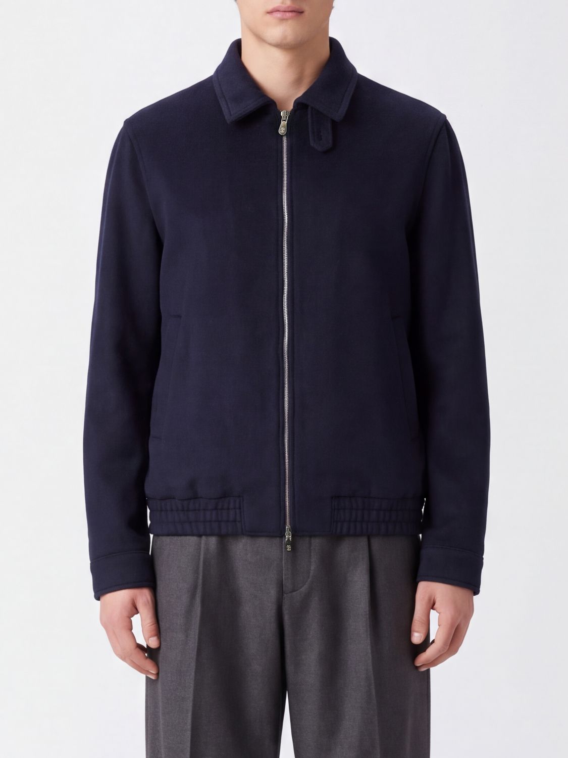 BRUNELLO CUCINELLI Wool Bomber Jacket with High Neck and Zip Closure