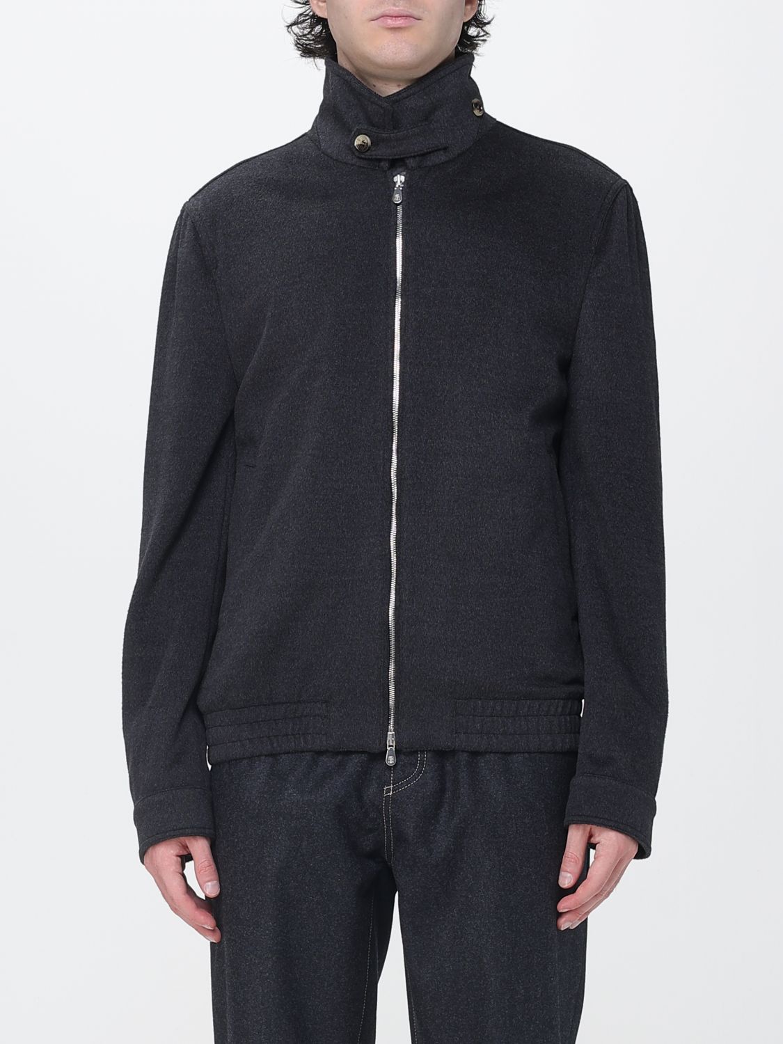 BRUNELLO CUCINELLI Bomber in lana con collo alto e chiusura a zip