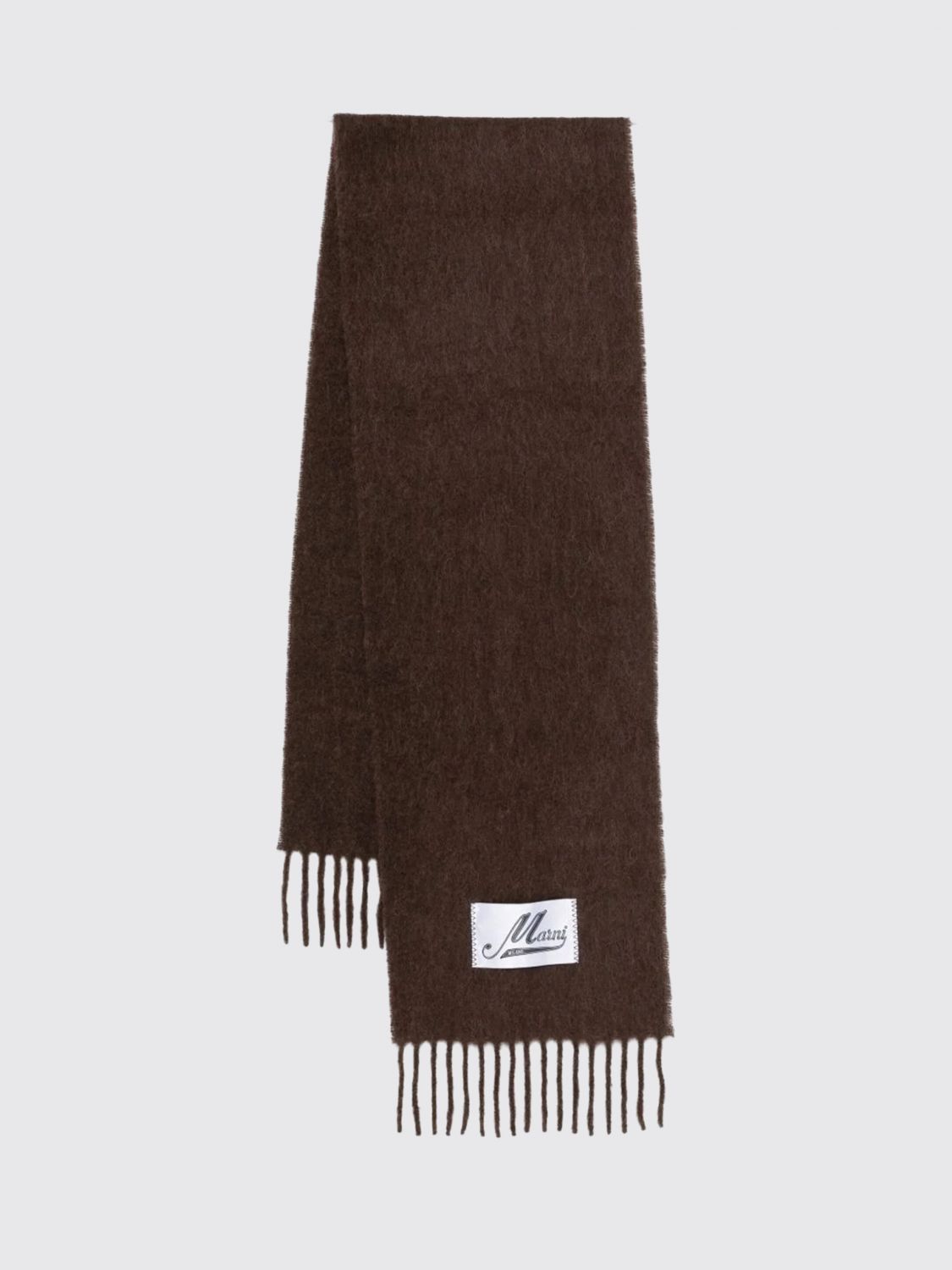 MARNI Schal aus Alpaka-Wollmischung mit Logo-Patch, Fransen und Color-Block-Design