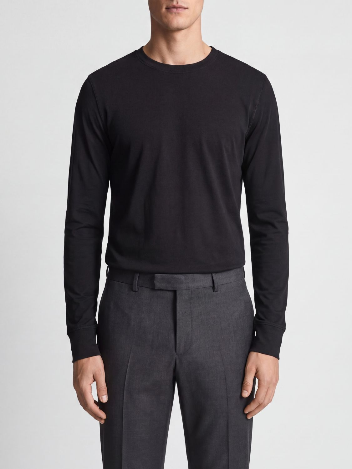 TOM FORD Langarm-Pullover mit Rundhalsausschnitt aus Lyocell und Baumwolle