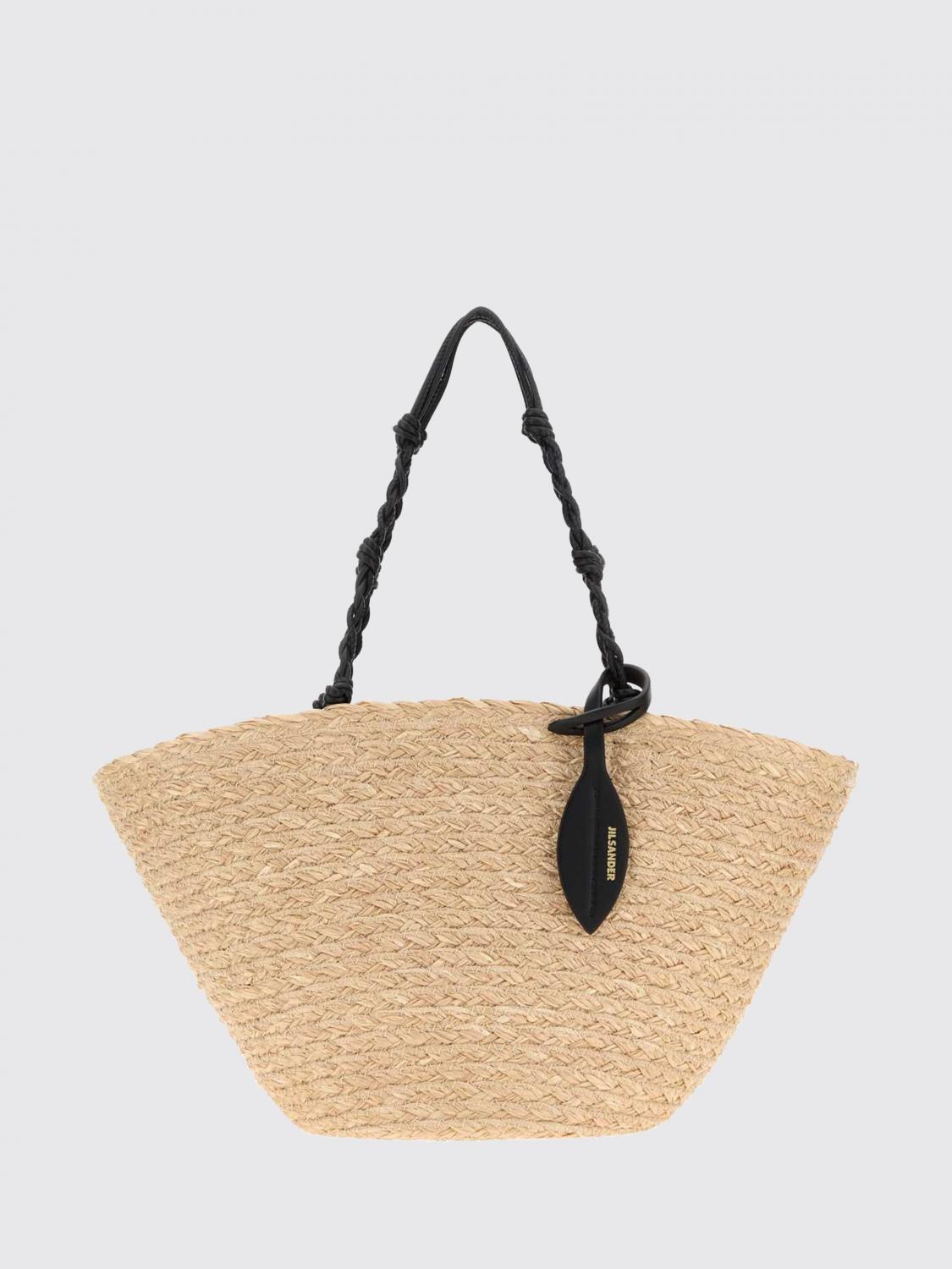 JIL SANDER Small Tangle Raffia Tote Bag with Braided Handle JIL SANDER Small Tangle Raffia Tote Bag with Braided Handle