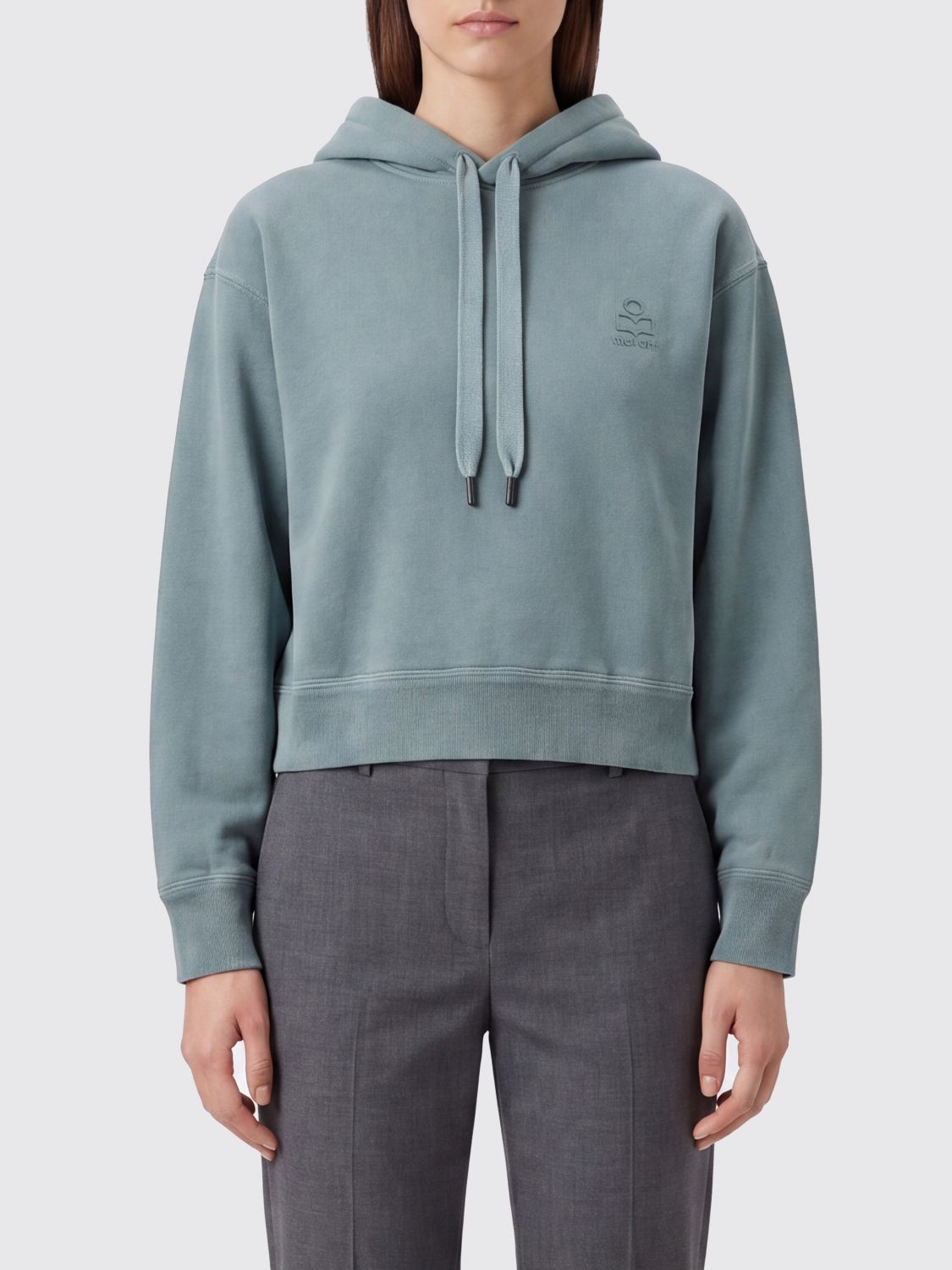 ISABEL MARANT ETOILE Cotton Hoodie with Dropped Shoulders and Tonal Logo