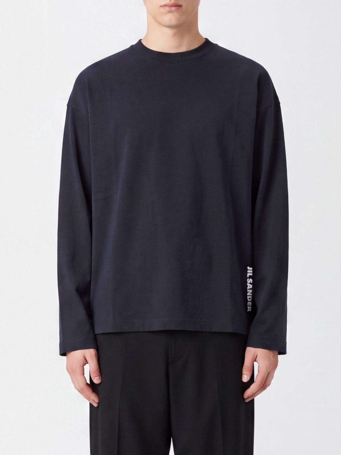 JIL SANDER Long-Sleeved Cotton T-Shirt with Contrast Logo
