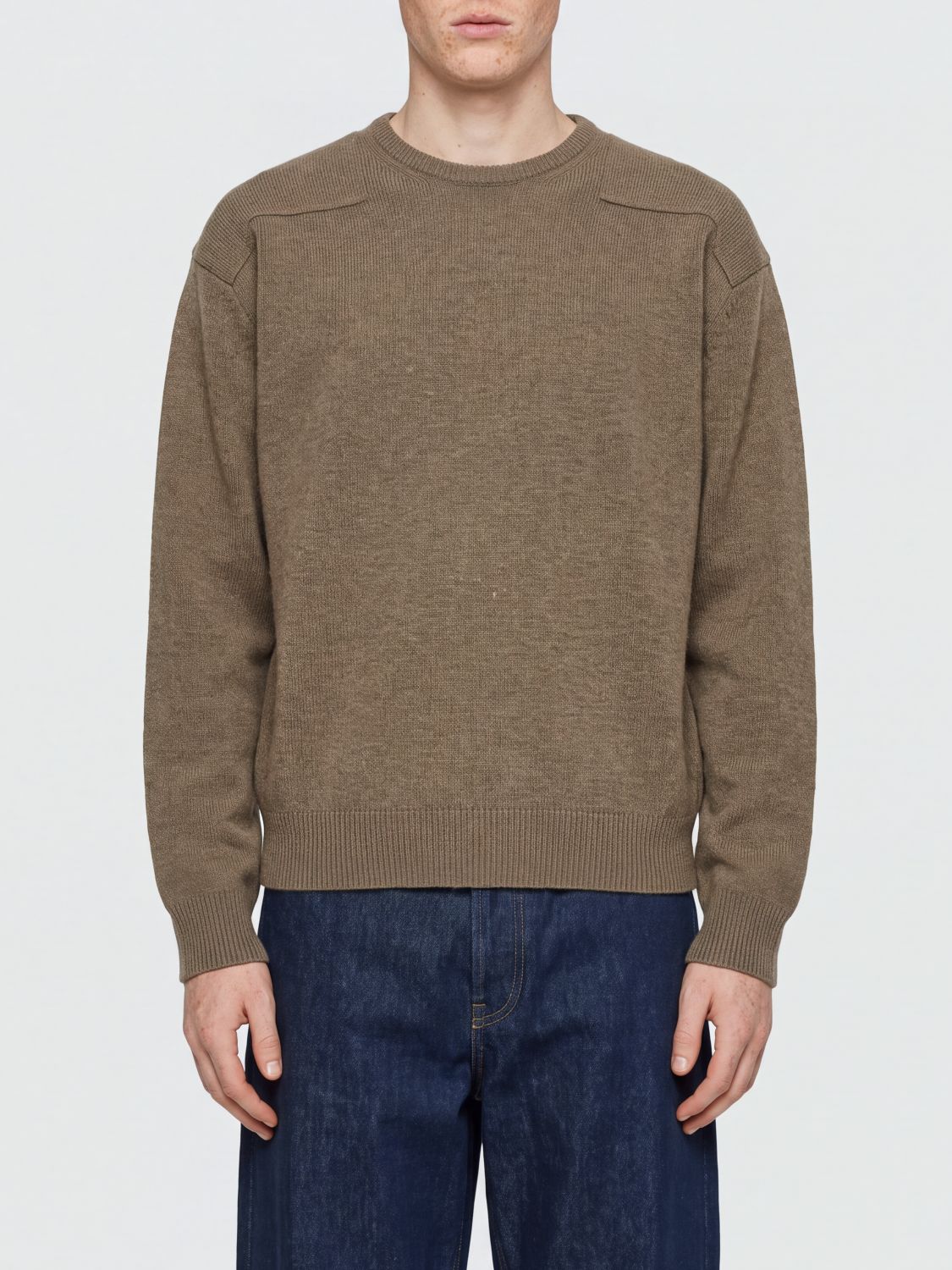 JIL SANDER Maglia girocollo in misto lana con spalle scese