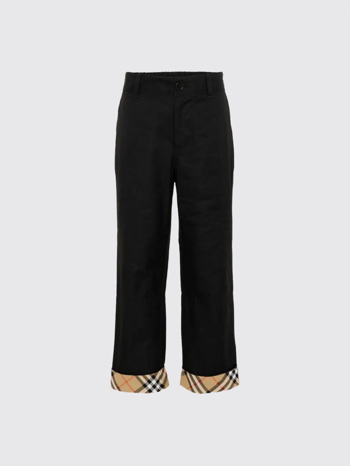 BURBERRY Pantaloni casual da bambino in cotone a gamba dritta con risvolto