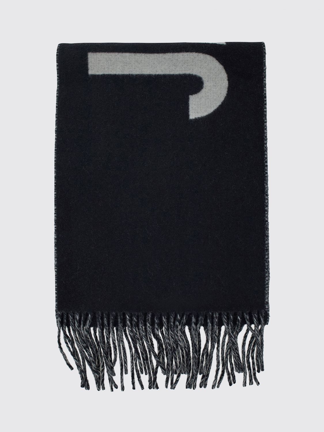 JACQUEMUS JACQUEMUS Cotton Scarf with Contrasting Jacquard Logo and Fringed Edges　JACQUEMUS コットン スカーフ コントラストのあるジャカードロゴとフリンジ付きエッジ