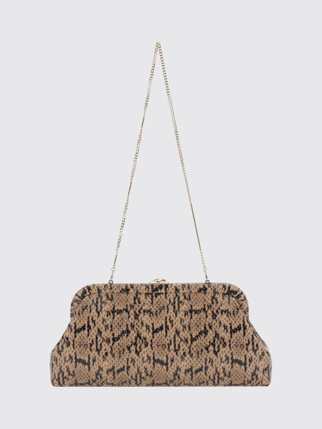 JIMMY CHOO Skylar Python-Print Calfskin Clutch with Monogram Logo