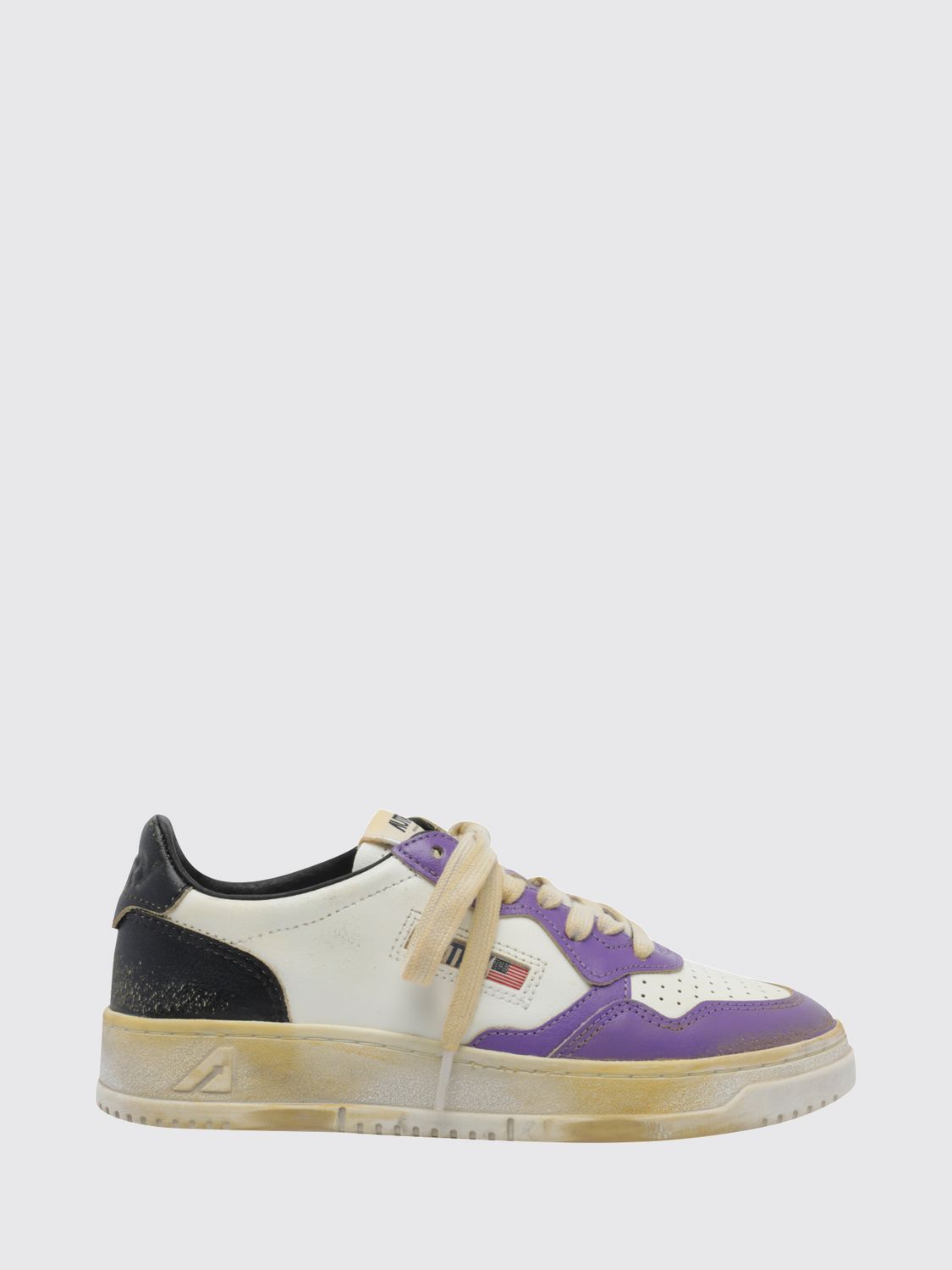 AUTRY Sneakers Medalist Low Super Vintage in pelle bicolore con effetto usurato