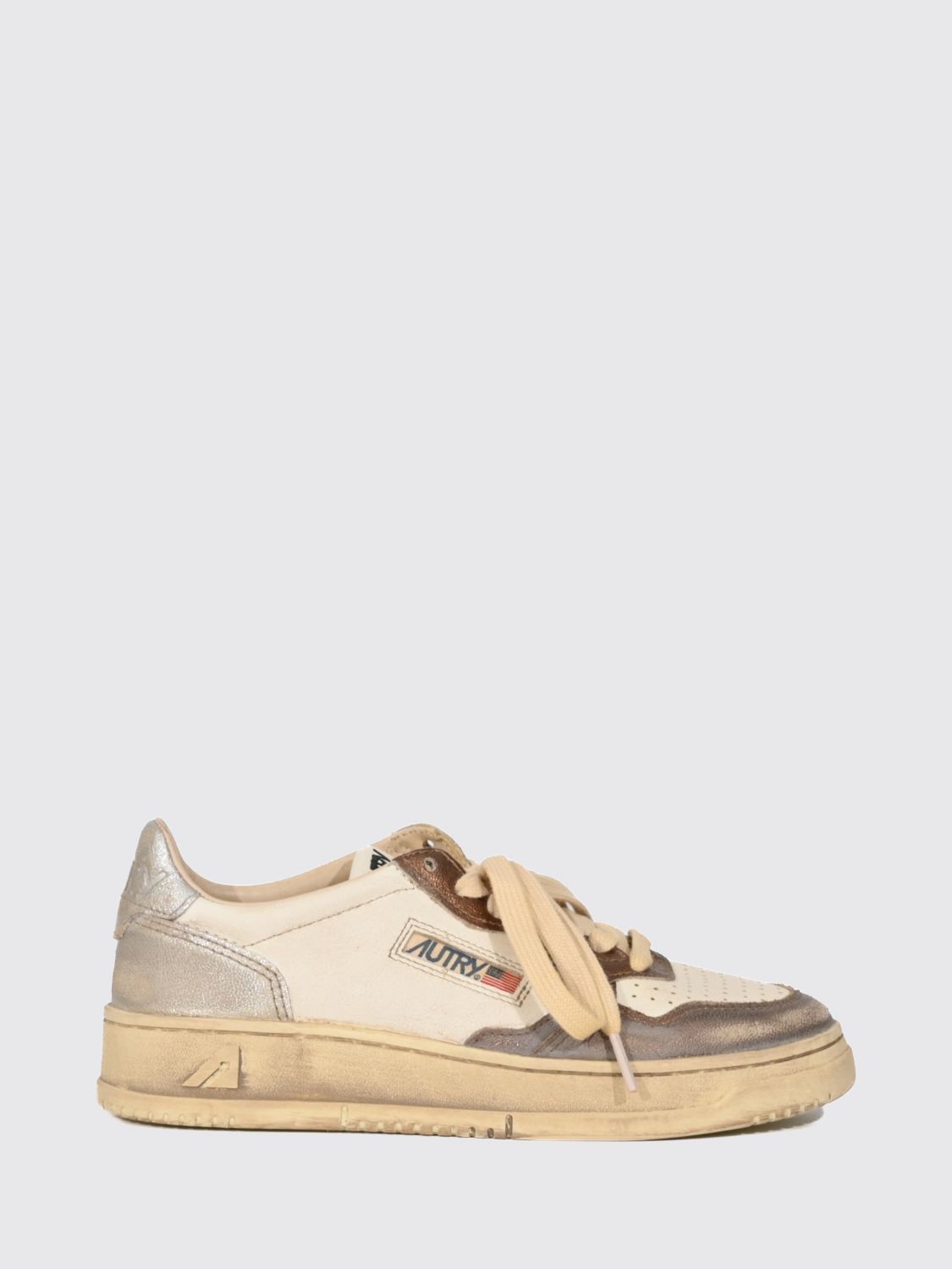AUTRY Medalist Low Super Vintage zweifarbige Leder-Sneaker mit Used-Effekt