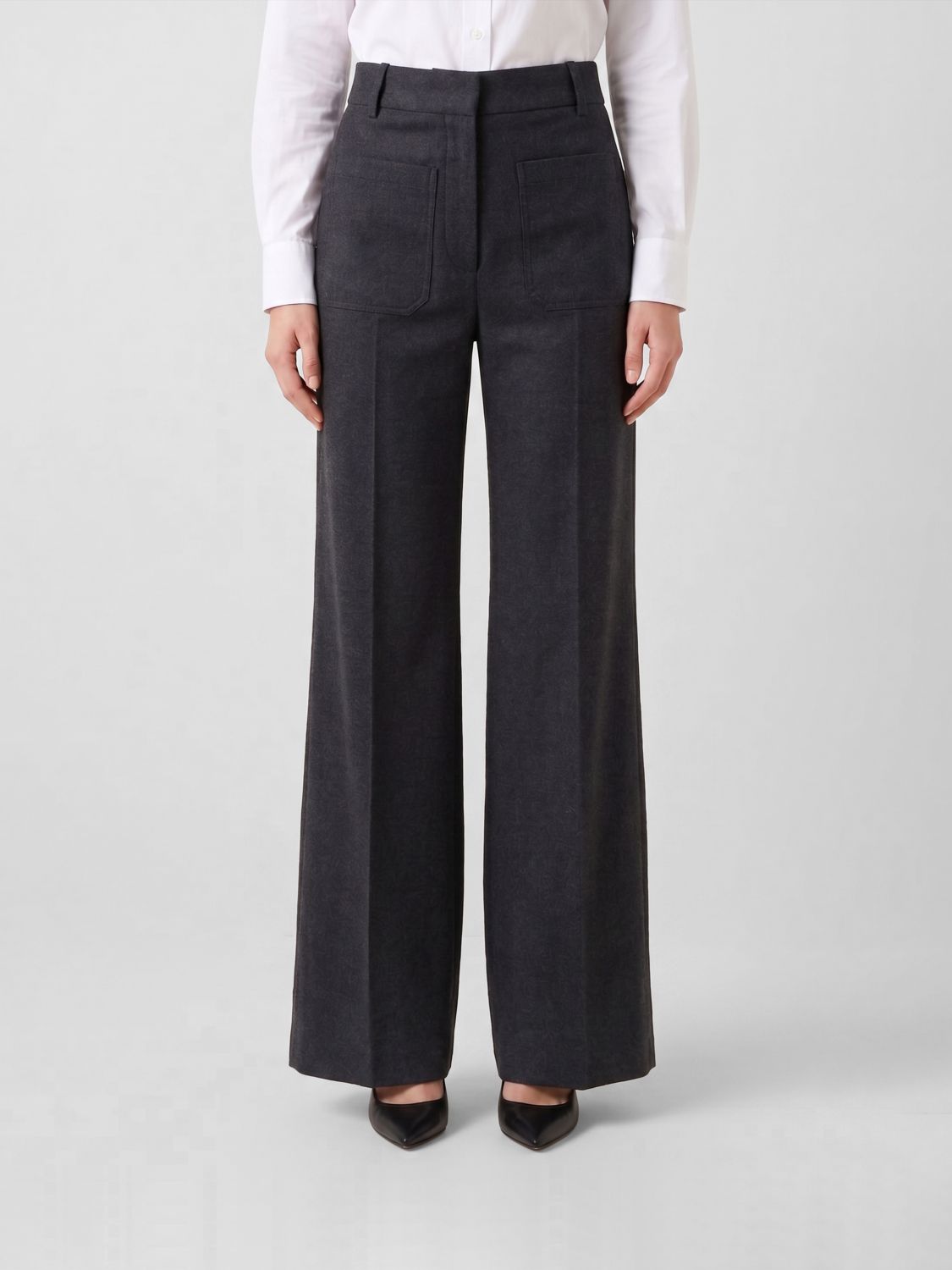 VICTORIA VICTORIA BECKHAM Pantaloni sartoriali flared in flanella di lana a vita alta